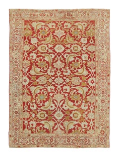 Antique Persian Mahal Rug with Crimson Red and Gold Floral Play - Rug & Kilim