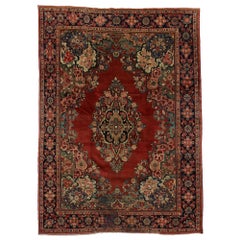 Tapis persan ancien du Mahal avec motif de cottage de campagne anglais