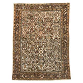 Antique Persian Tabriz Rug Herati Pattern in Brown and Cinnamon Tones ...