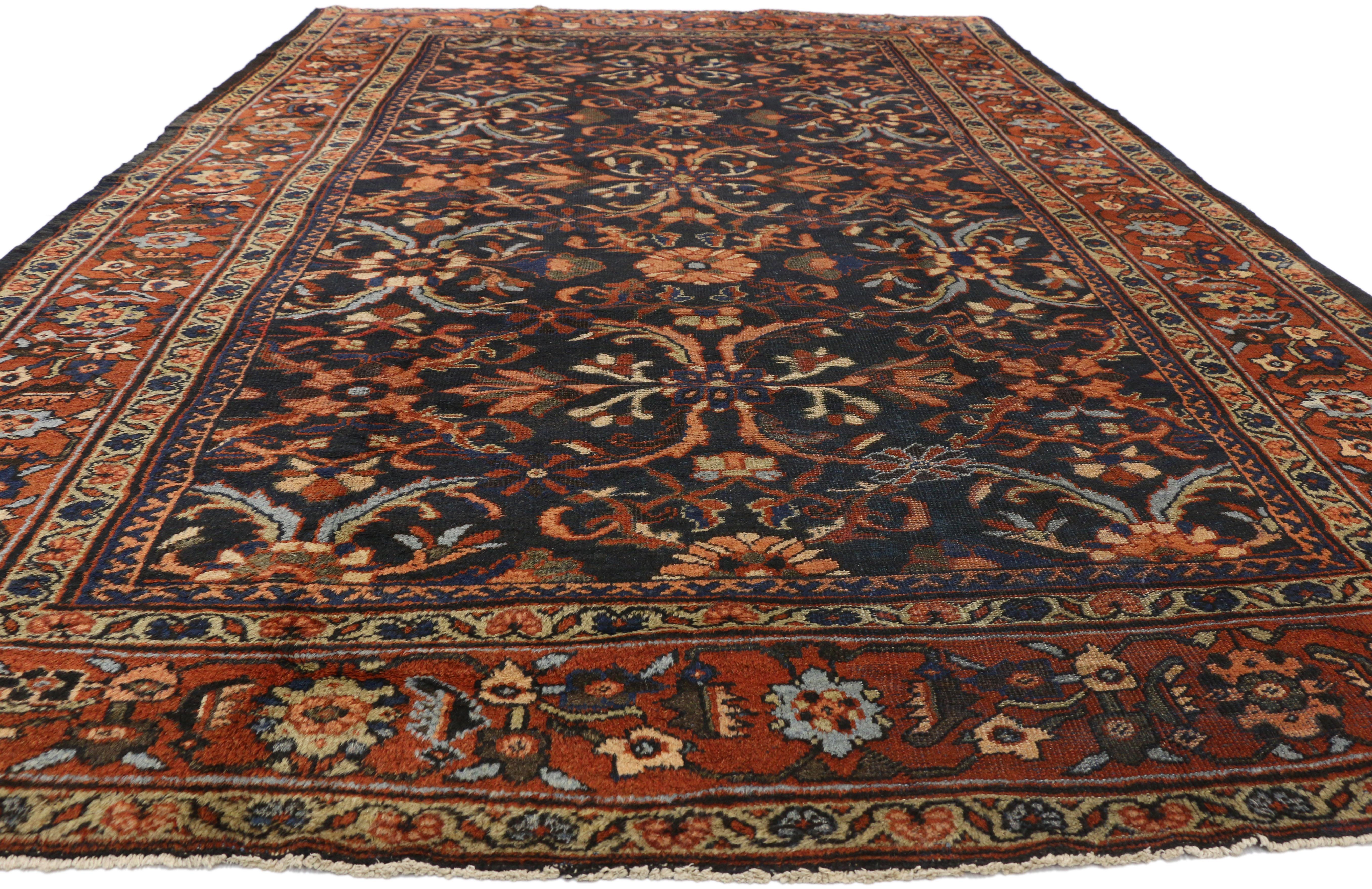 Antiker persischer Mahal-Teppich mit Mina Khani-Muster und Arts & Crafts-Stil (Persisch) im Angebot