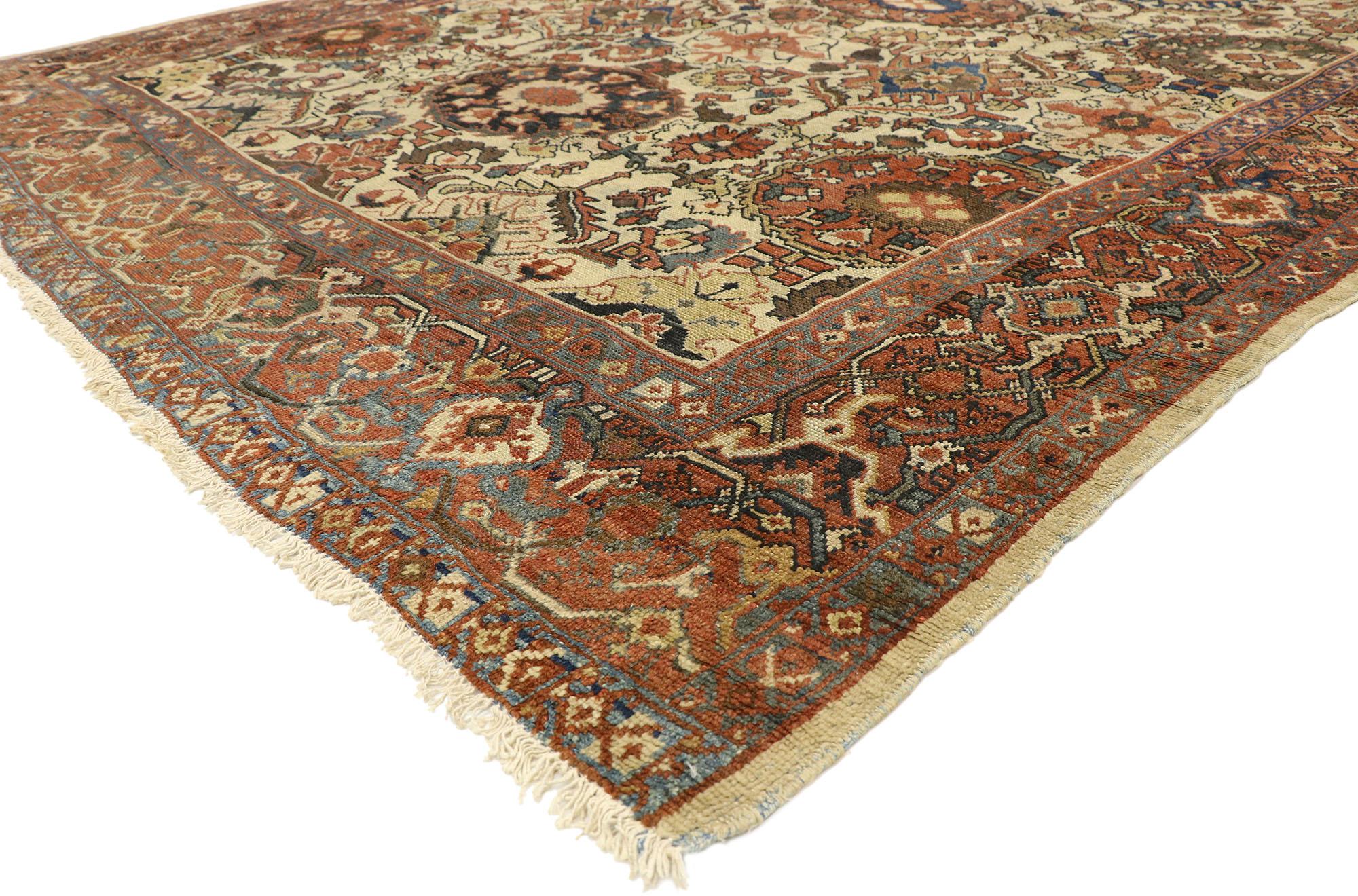Antico tappeto persiano Mahal con stile rustico coloniale americano in vendita 1