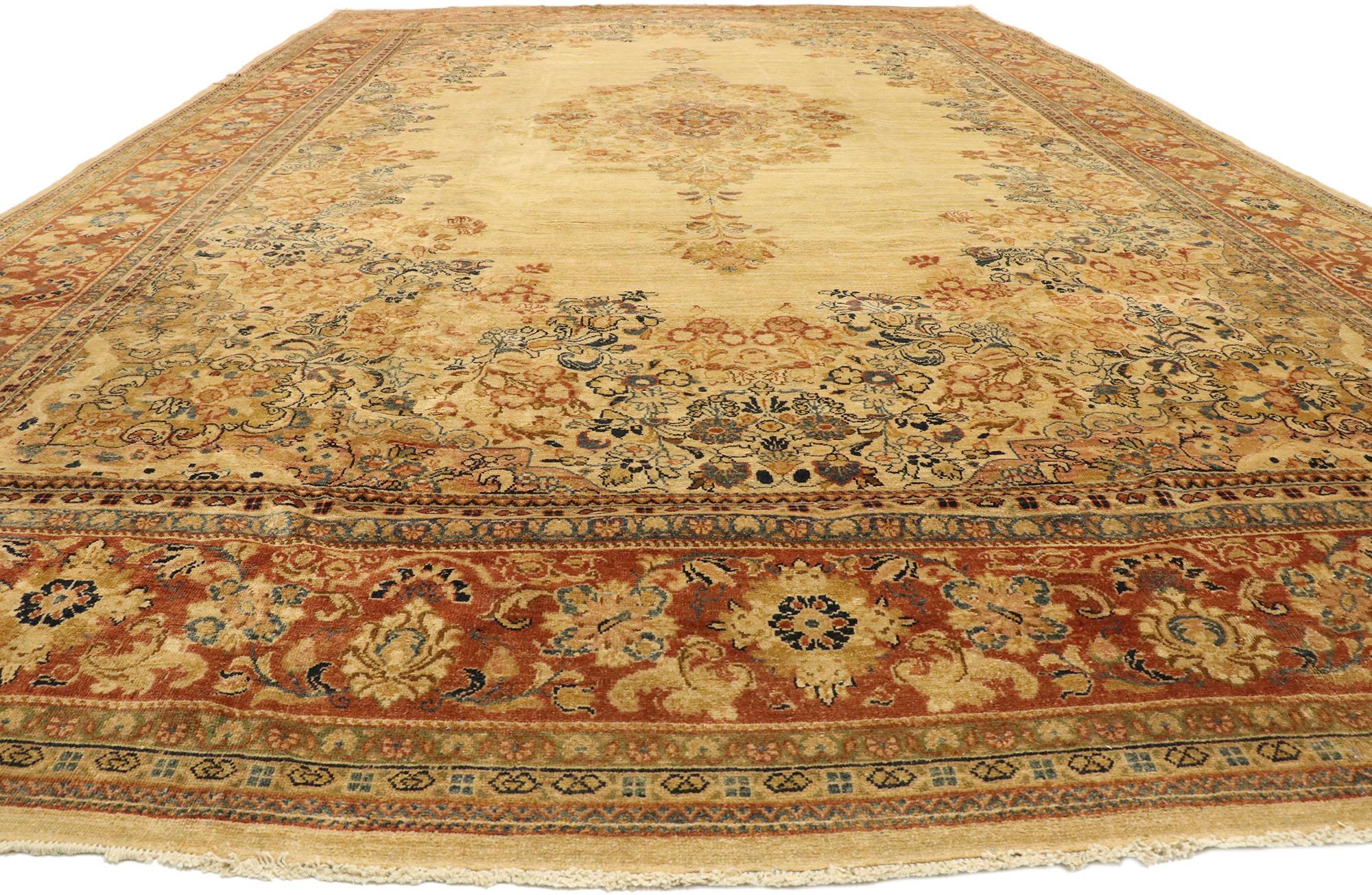 Tabriz Antique Persian Mahal Rug with Rustic Shaker Style Style For Sale