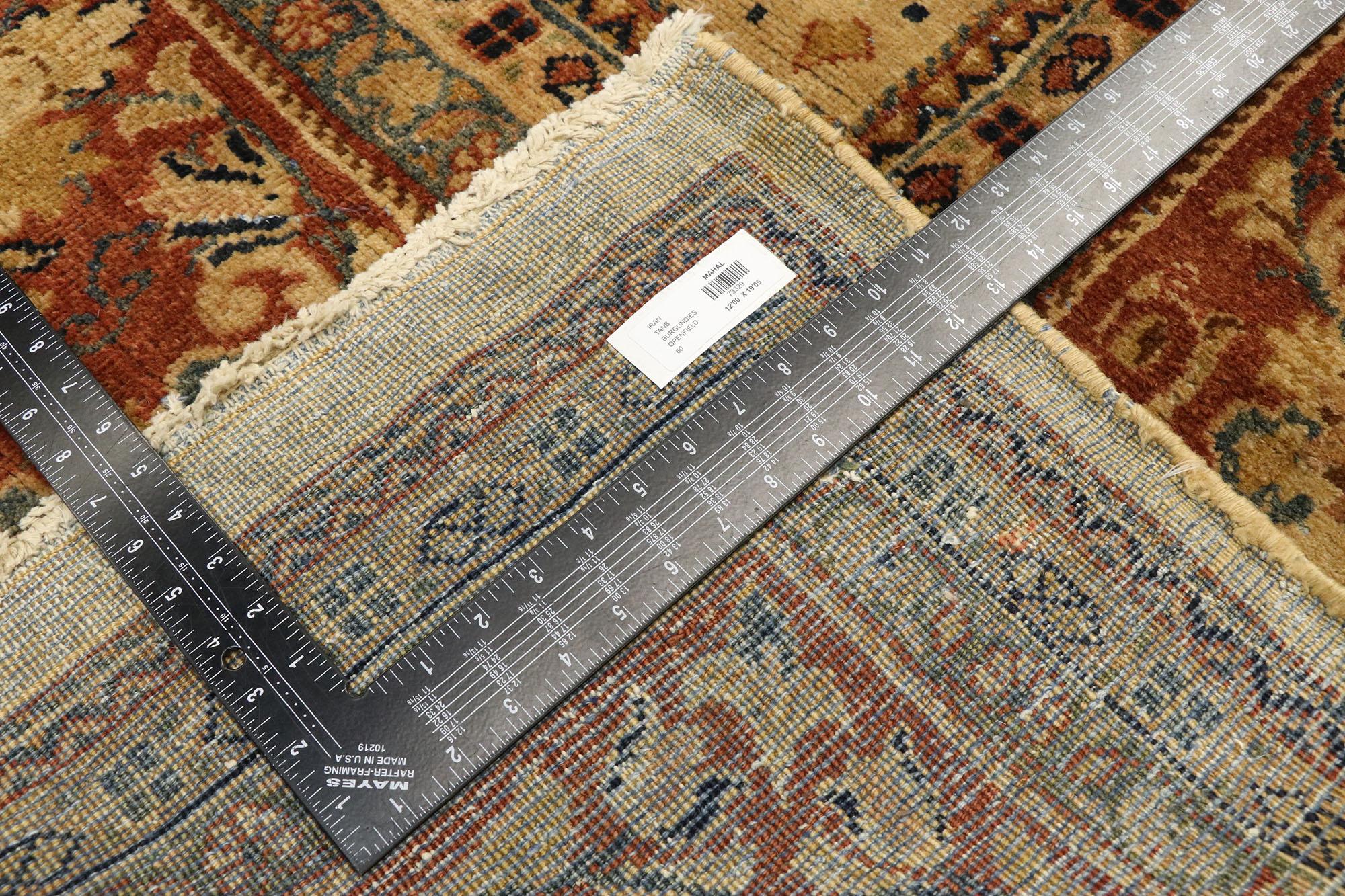 Antique Persian Mahal Rug with Rustic Shaker Style Style In Good Condition For Sale In Dallas, TX