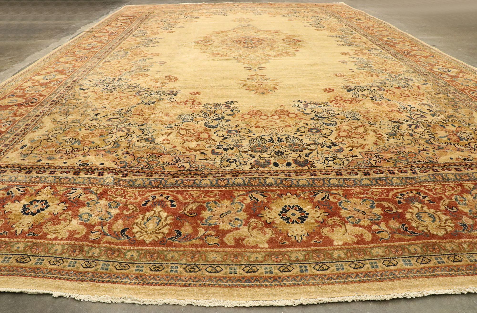Wool Antique Persian Mahal Rug with Rustic Shaker Style Style For Sale