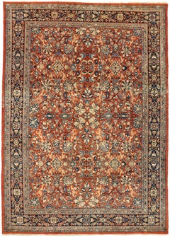 Antique Persian Mahal Rug with Traditional Federal and American Colonial Style