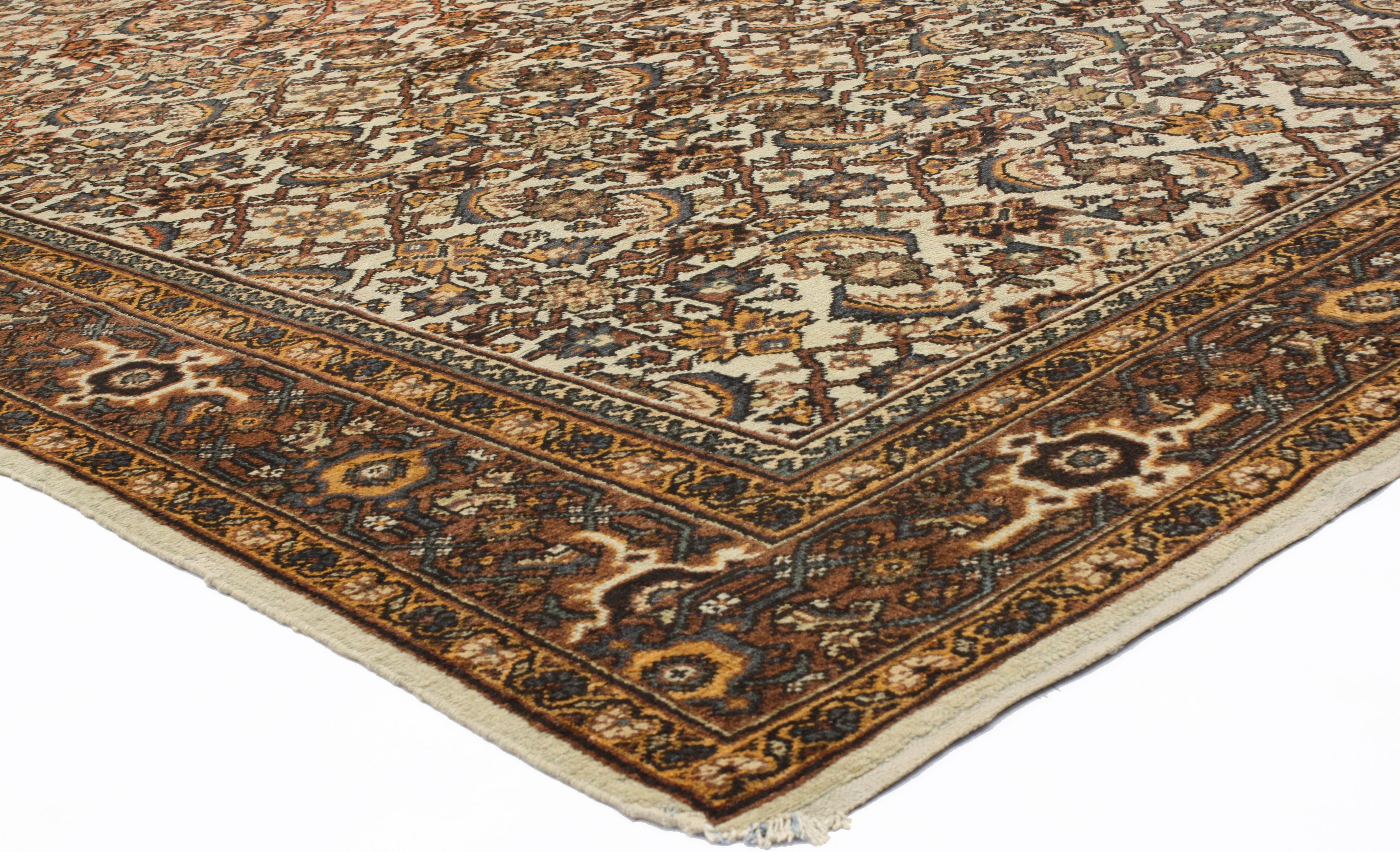 Antique Persian Mahal Rug with Herati Pattern and Rustic Arts & Crafts Style For Sale 1