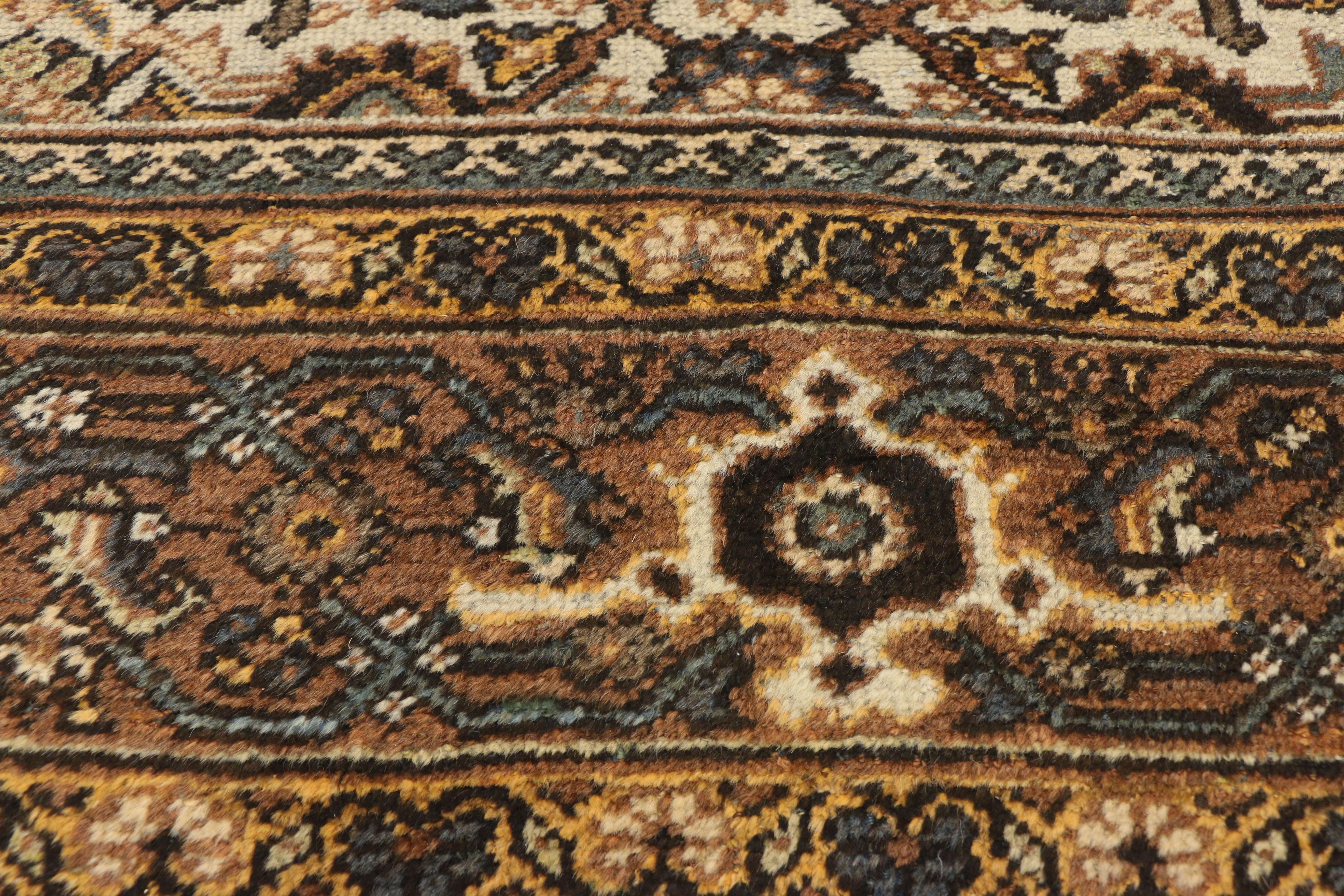 Antigua Alfombra Persa Mahal con Motivo Herati y Estilo Rústico Arts & Crafts Anudado a mano en venta