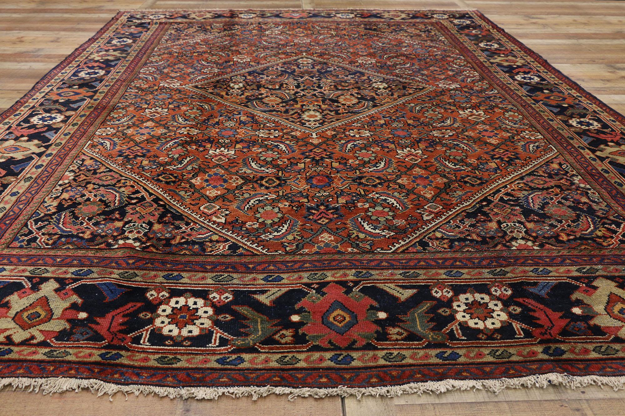 Wool Antique Persian Mahal Rug with Traditional Style For Sale