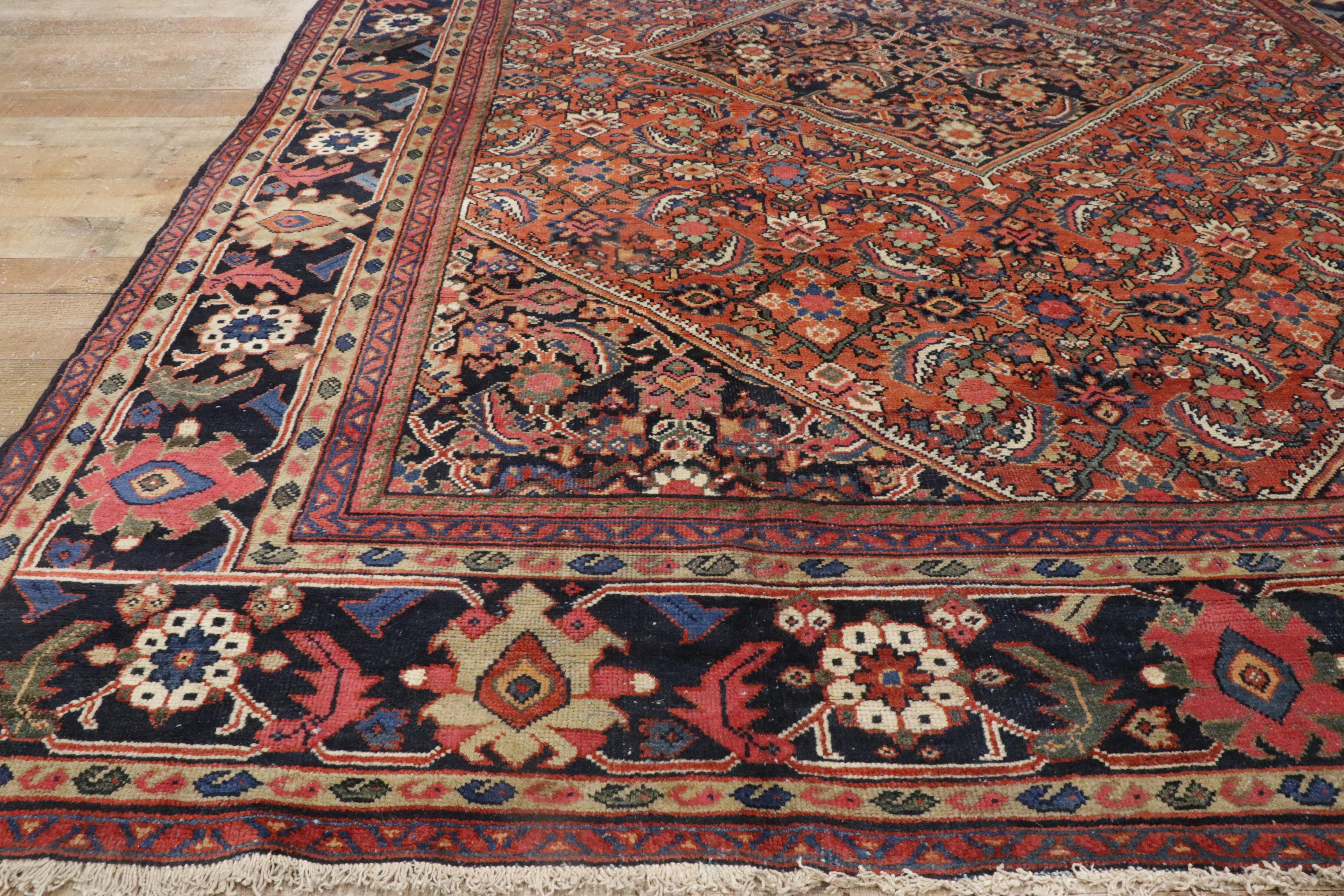 Antique Persian Mahal Rug with Traditional Style 6