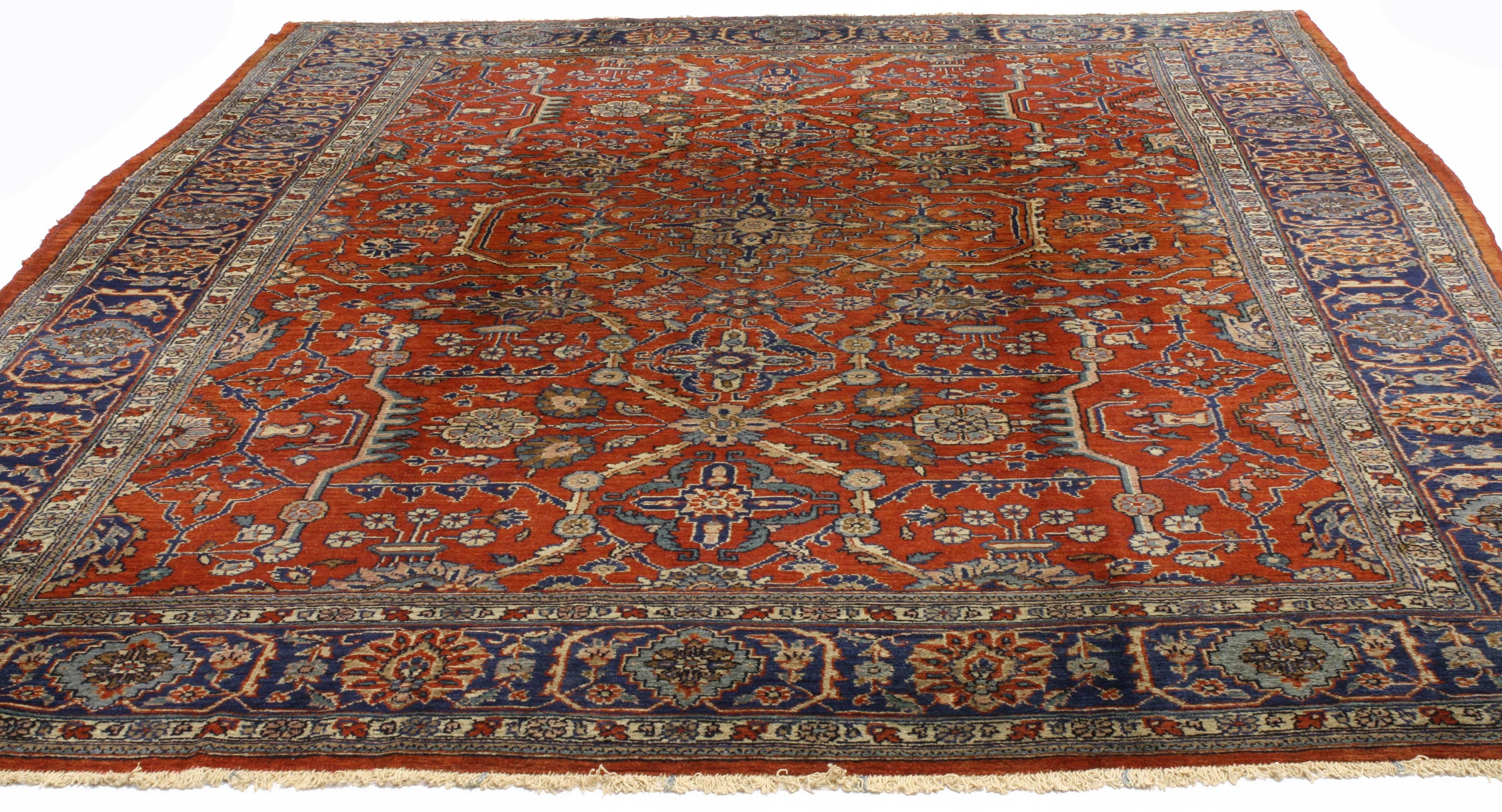 Antique Persian Mahal Rug with Traditional Style In Good Condition In Dallas, TX