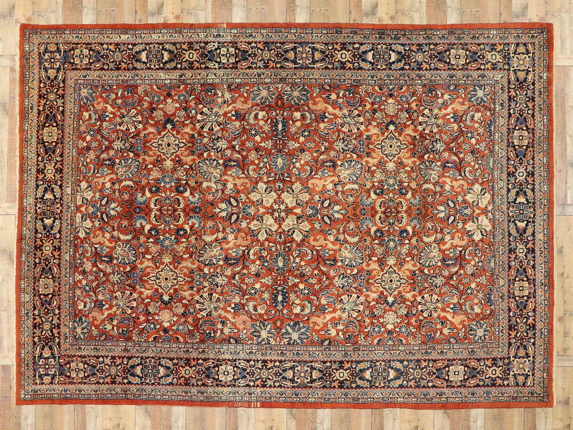 Antique Persian Mahal Rug with Traditional Federal and American Colonial Style 3