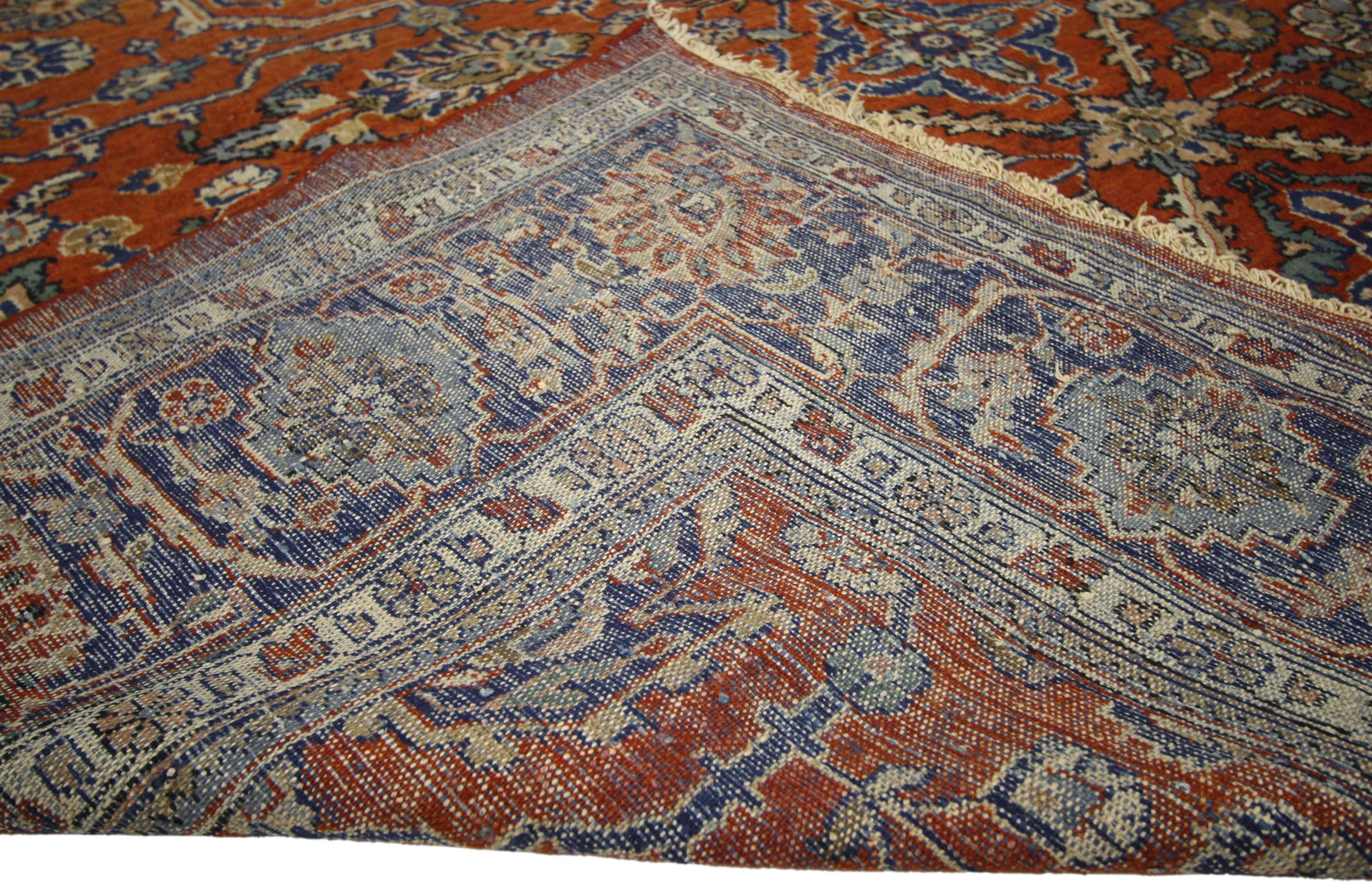 Hand-Knotted Antique Persian Mahal Rug with Traditional Style
