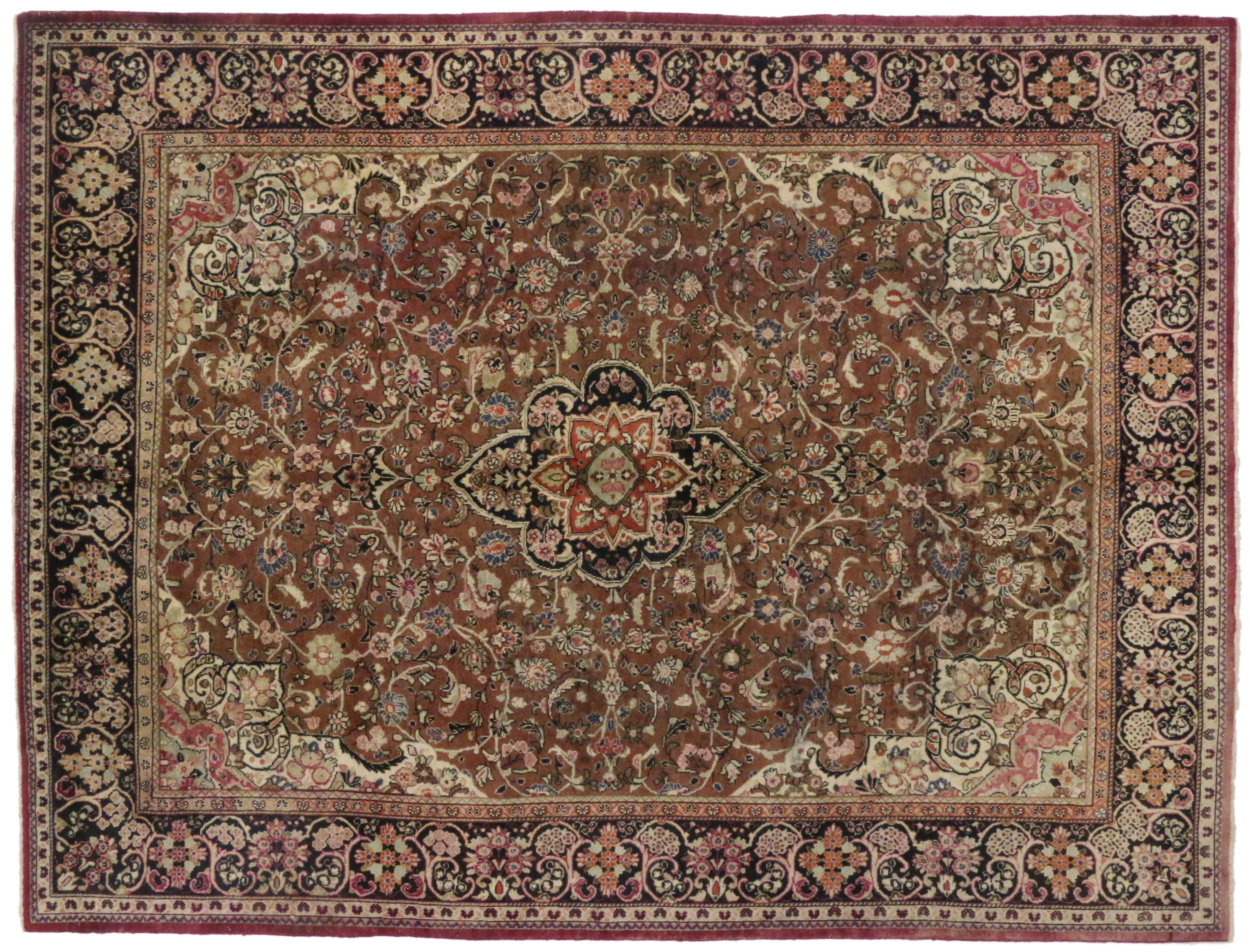 Antiker persischer Mahal-Teppich im traditionellen Stil (Handgeknüpft) im Angebot