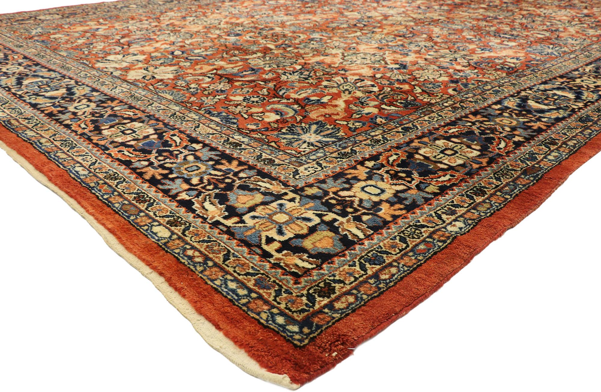 Hand-Knotted Antique Persian Mahal Rug with Traditional Federal and American Colonial Style