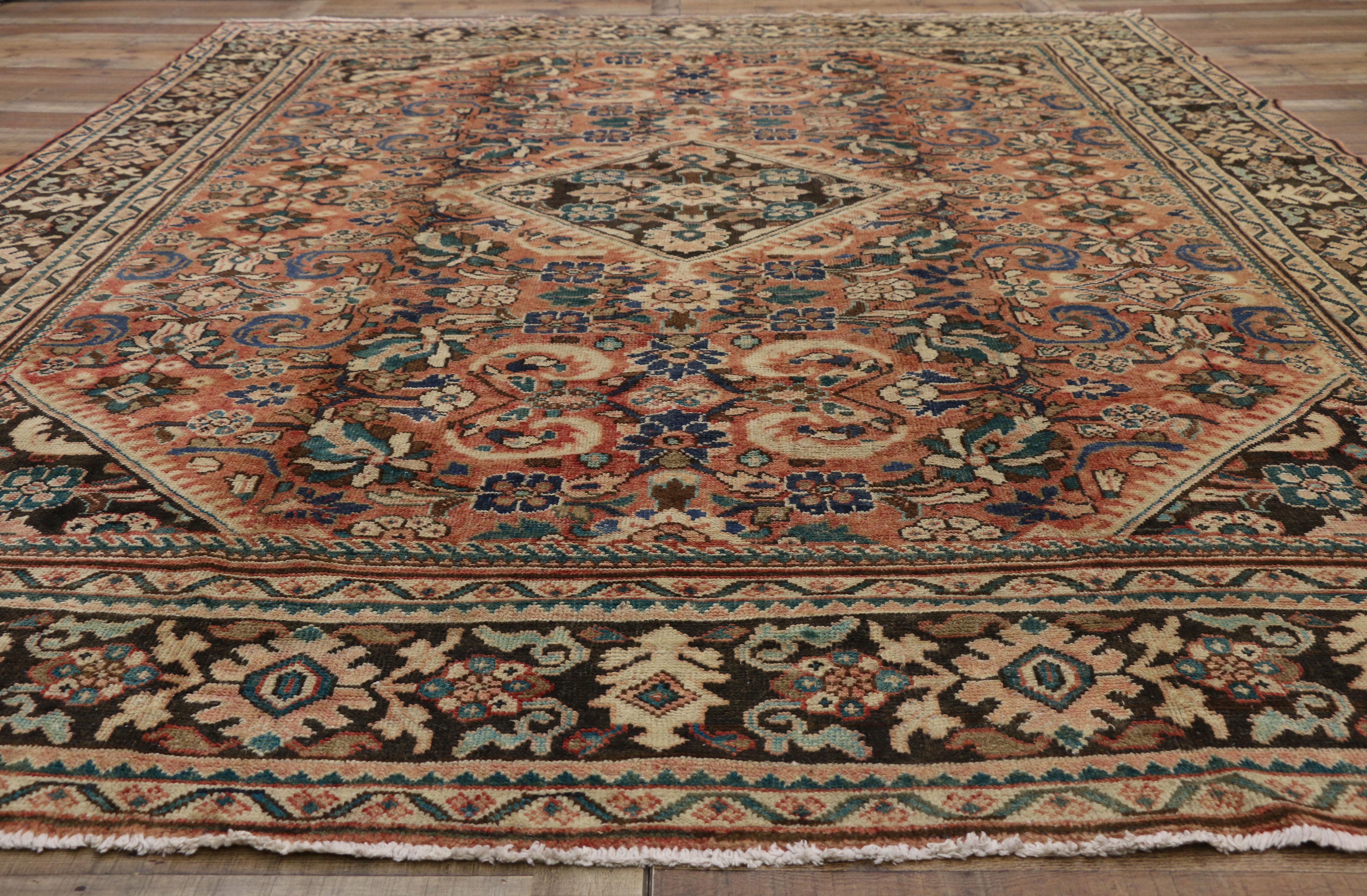 Wool Antique Persian Mahal Rug with Arts & Crafts Style
