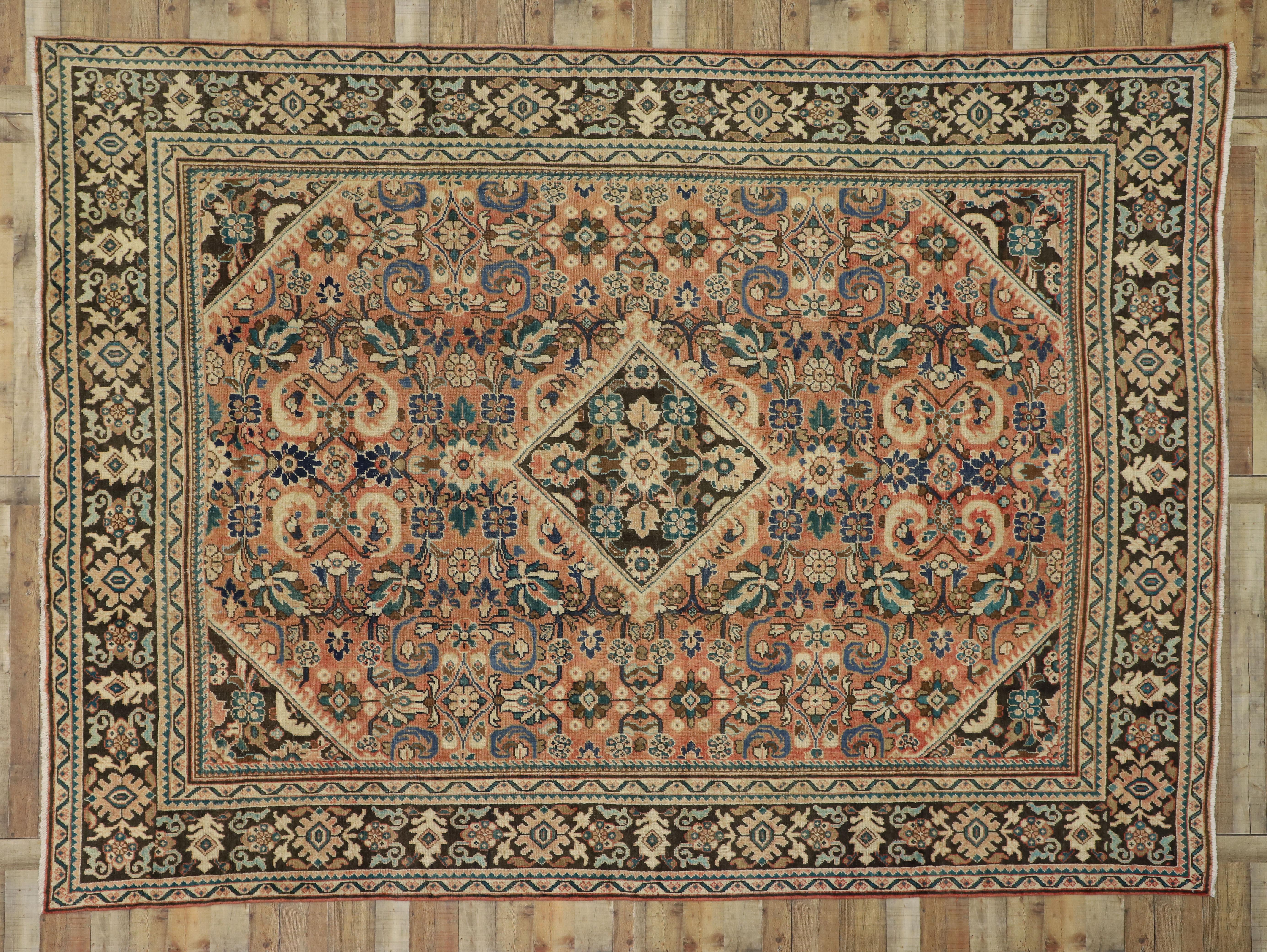 Antique Persian Mahal Rug with Arts & Crafts Style 1