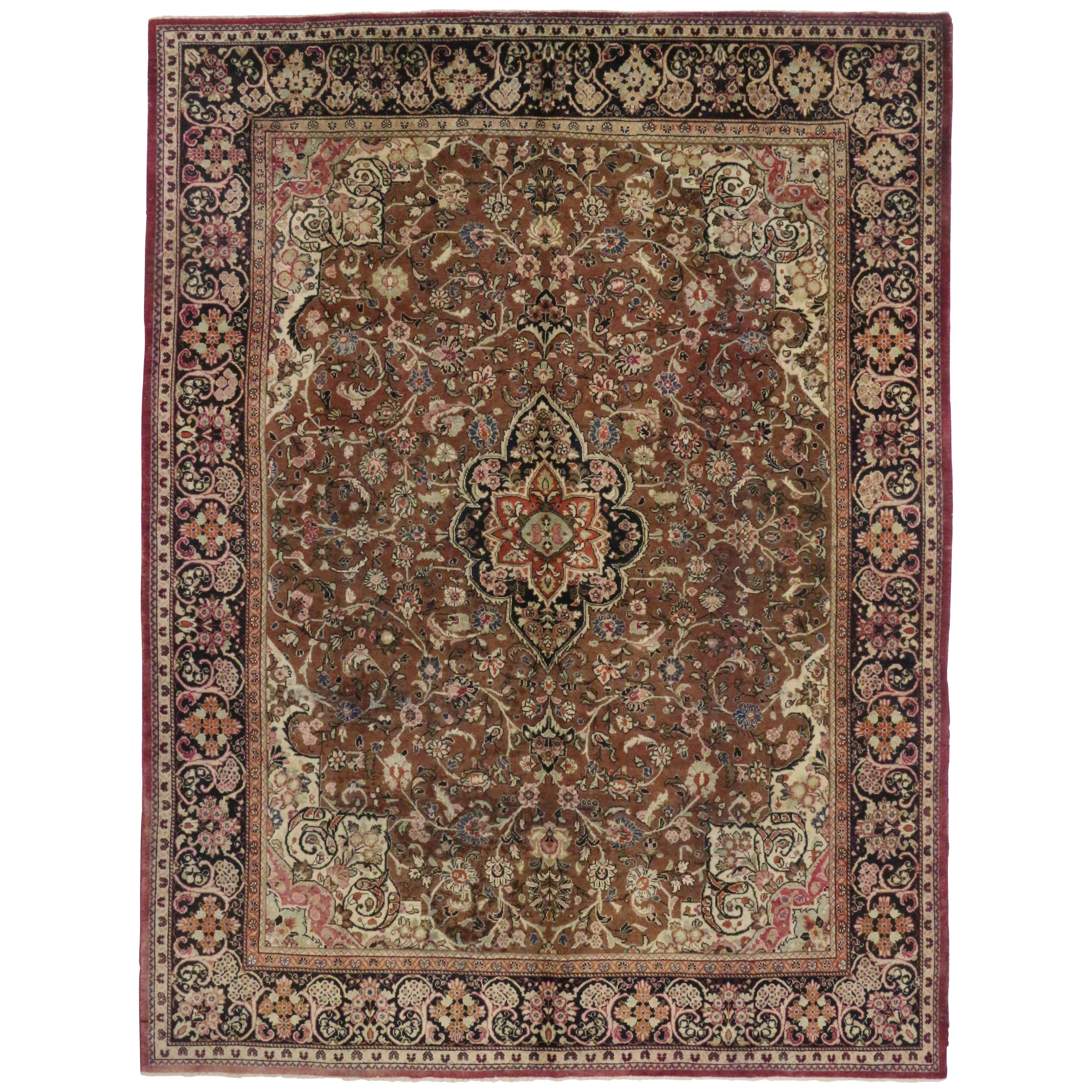 Antiker persischer Mahal-Teppich im traditionellen Stil im Angebot