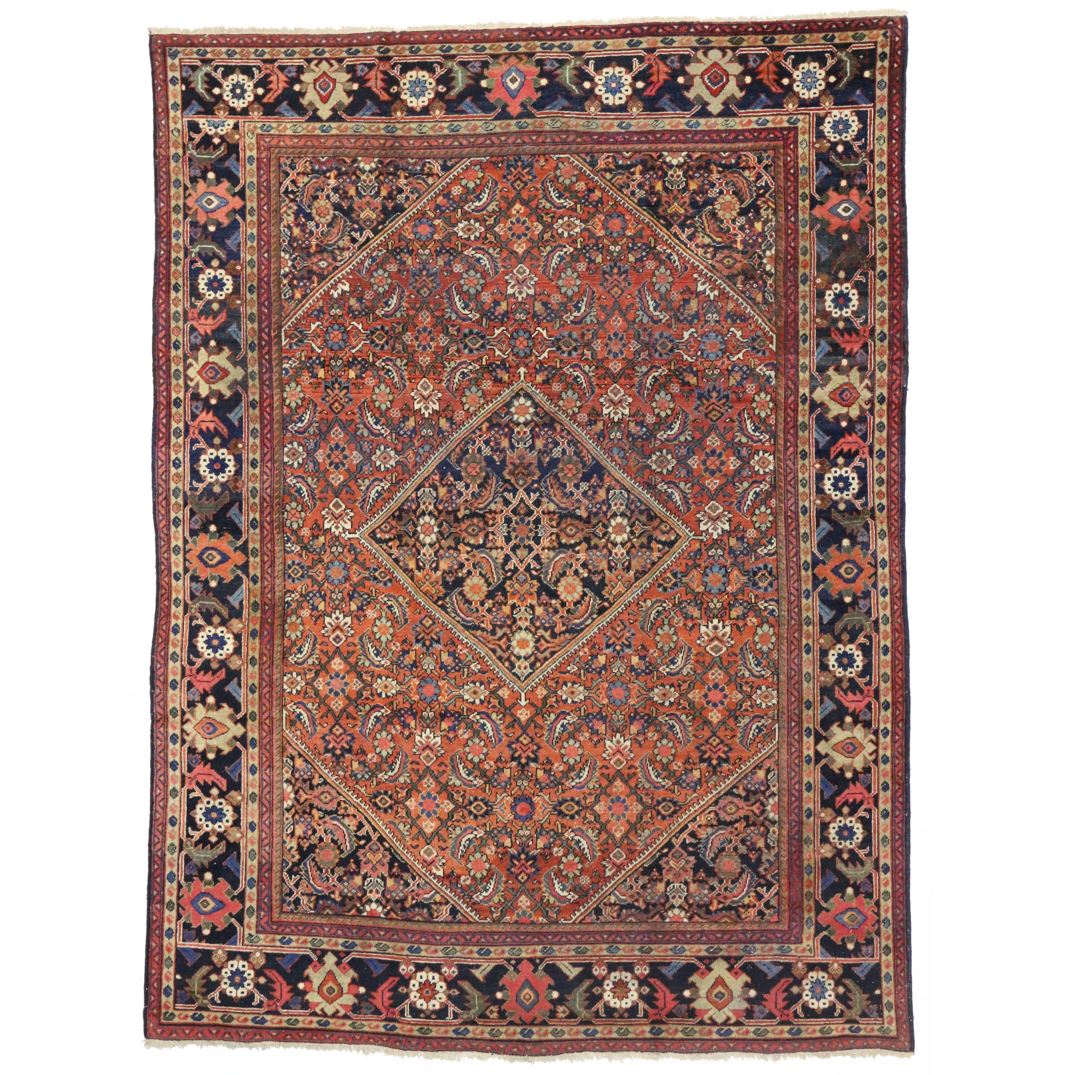 Antique Persian Mahal Rug with Traditional Style For Sale