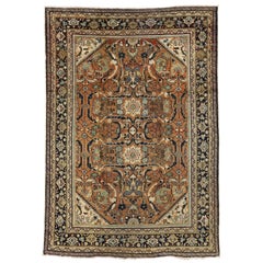Antiker persischer Mahal-Teppich mit warmem:: handwerklichem Bungalow-Stil