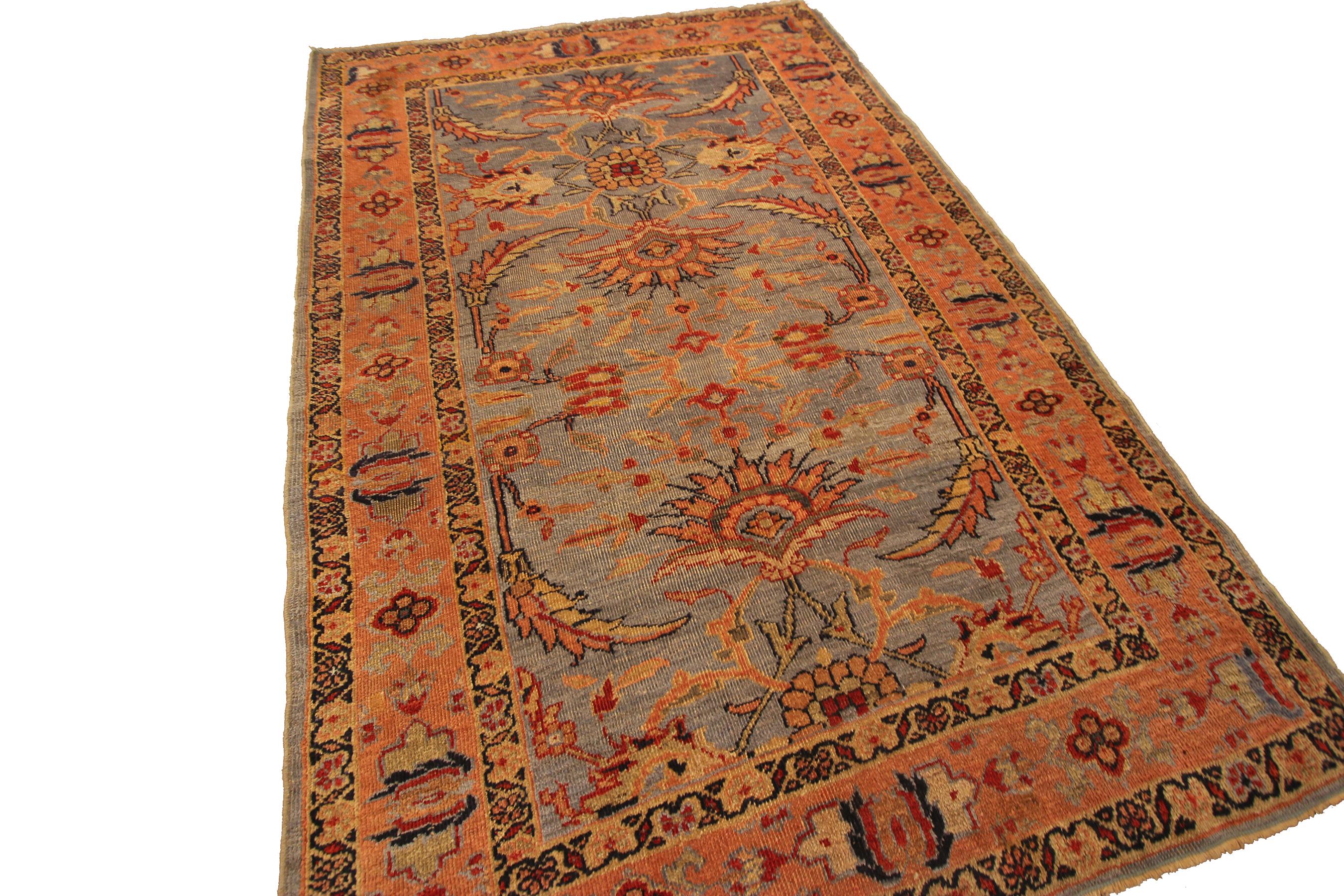 Rare Antique Mahal rug Sultanabad Zigler rug blue
4'5