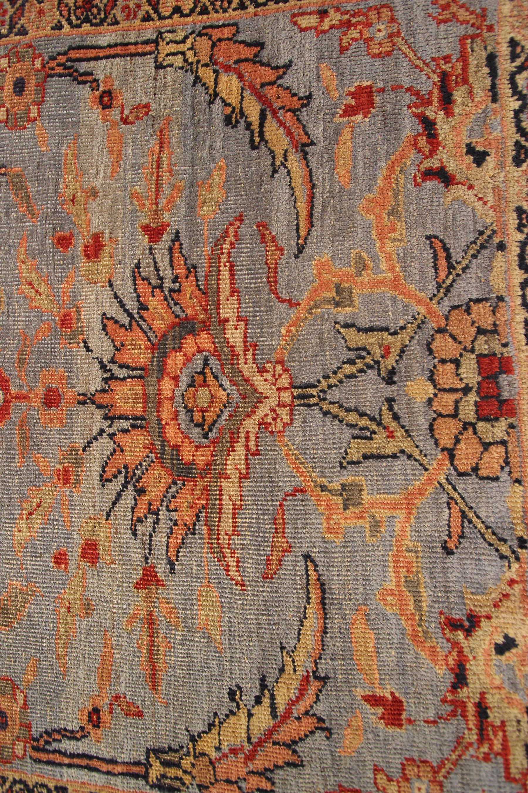 Antique Persian Mahal Rug Ziegler Antique Sultanabad Blue Geometric, 1880 In Good Condition For Sale In New York, NY