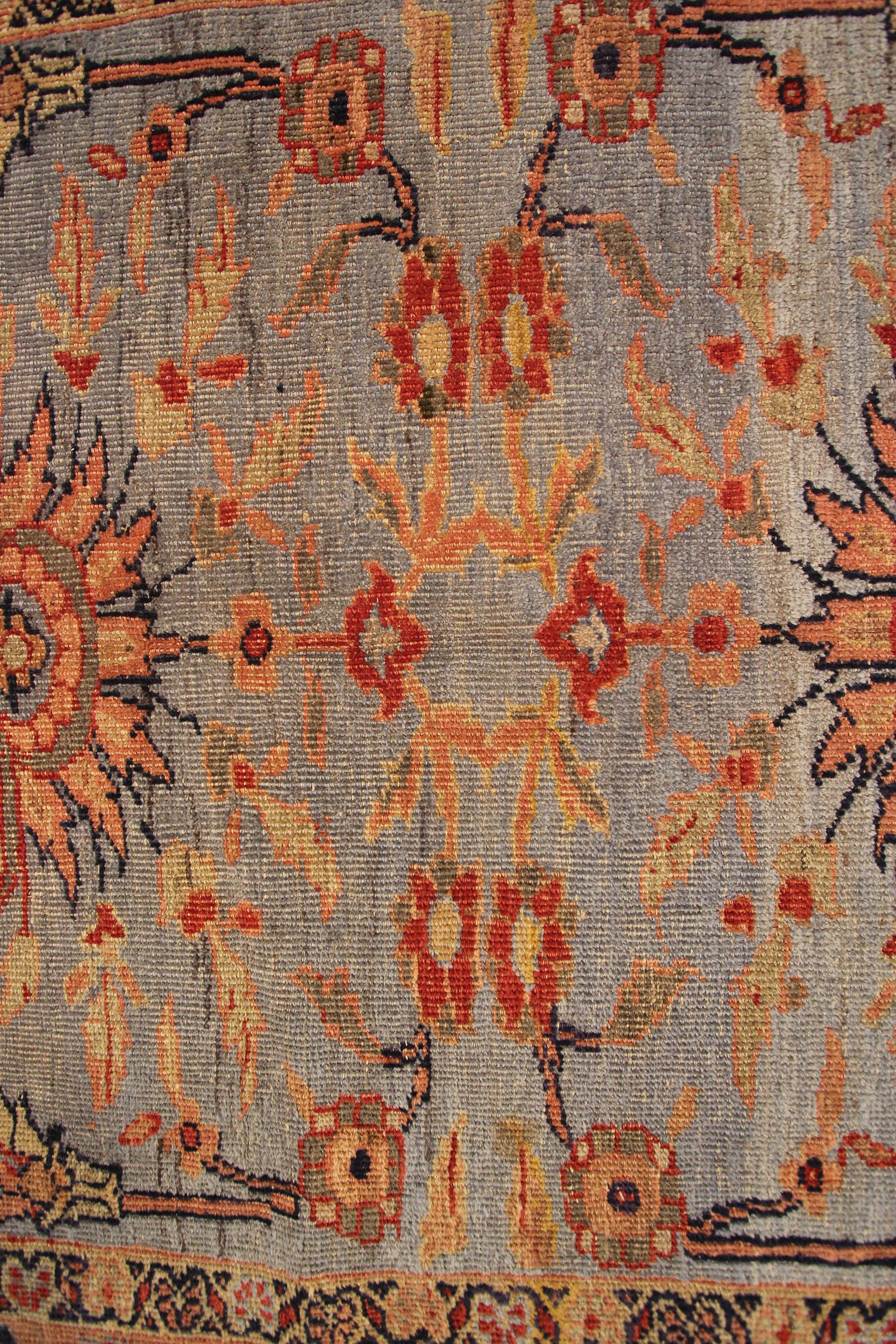Antiker persischer Mahal-Teppich Ziegler Antik Sultanabad Blau Geometrisch, 1880 (Persisch) im Angebot
