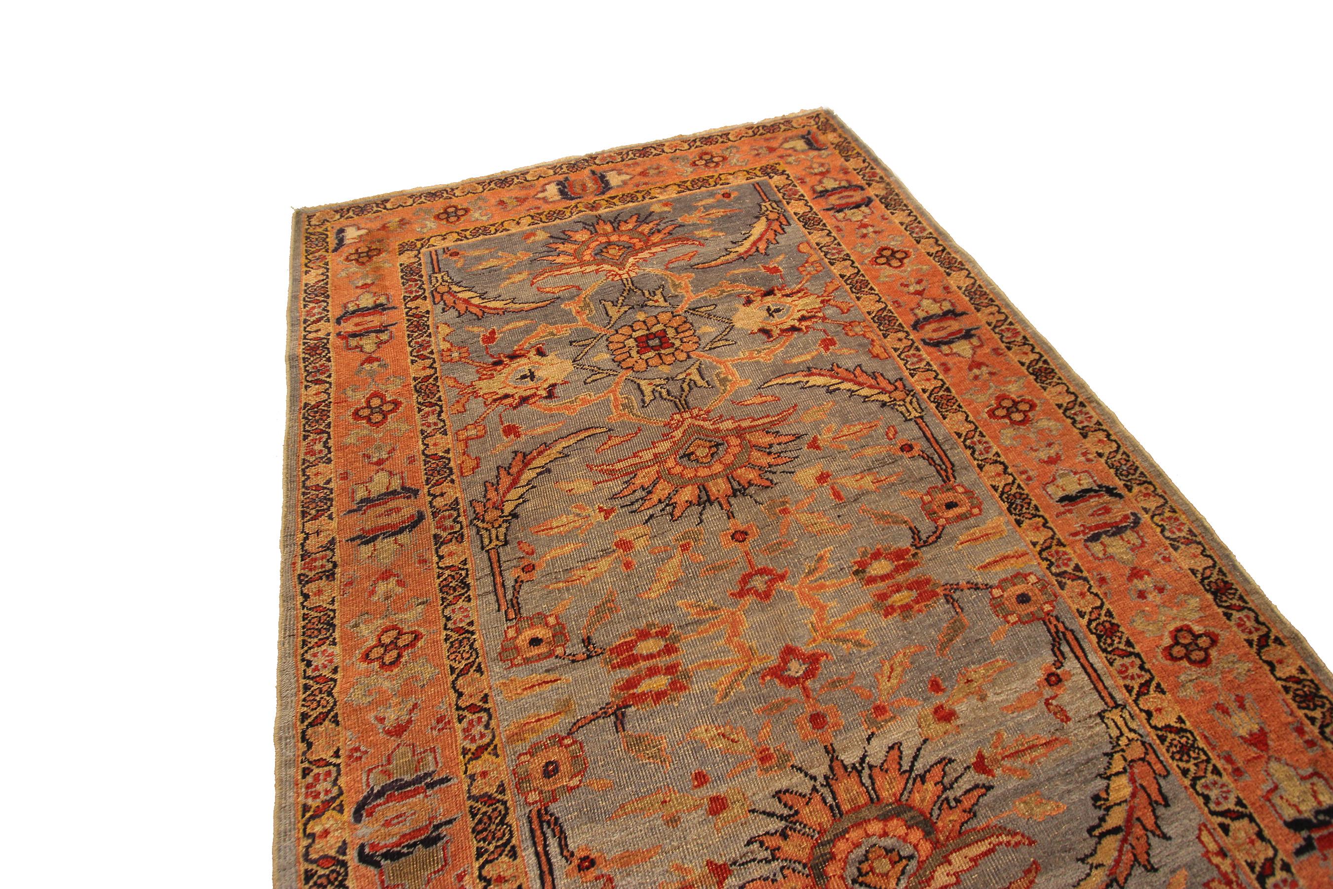Antique Persian Mahal Rug Ziegler Antique Sultanabad Blue Geometric, 1880 For Sale 1