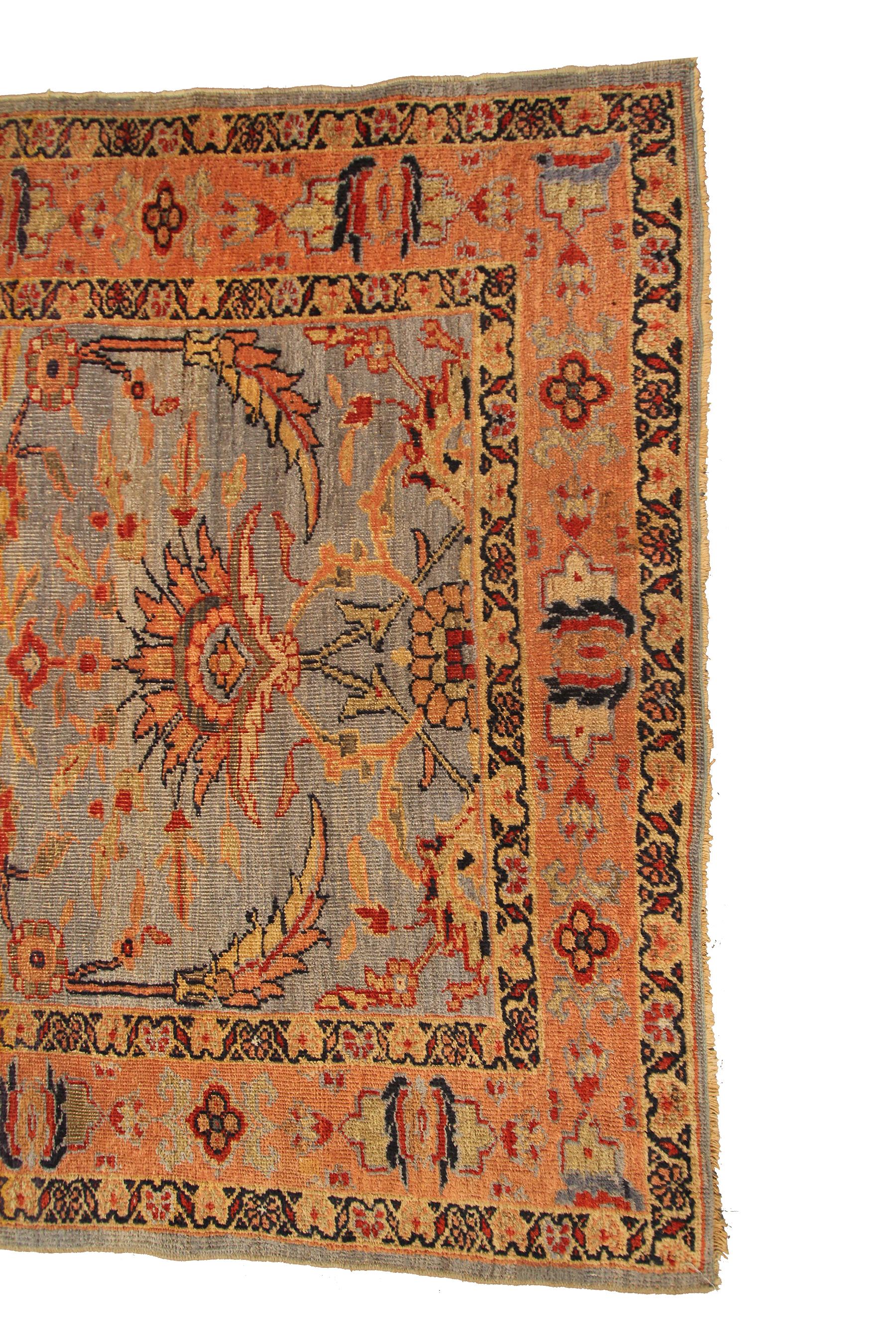 Antiker persischer Mahal-Teppich Ziegler Antik Sultanabad Blau Geometrisch, 1880 (Wolle) im Angebot