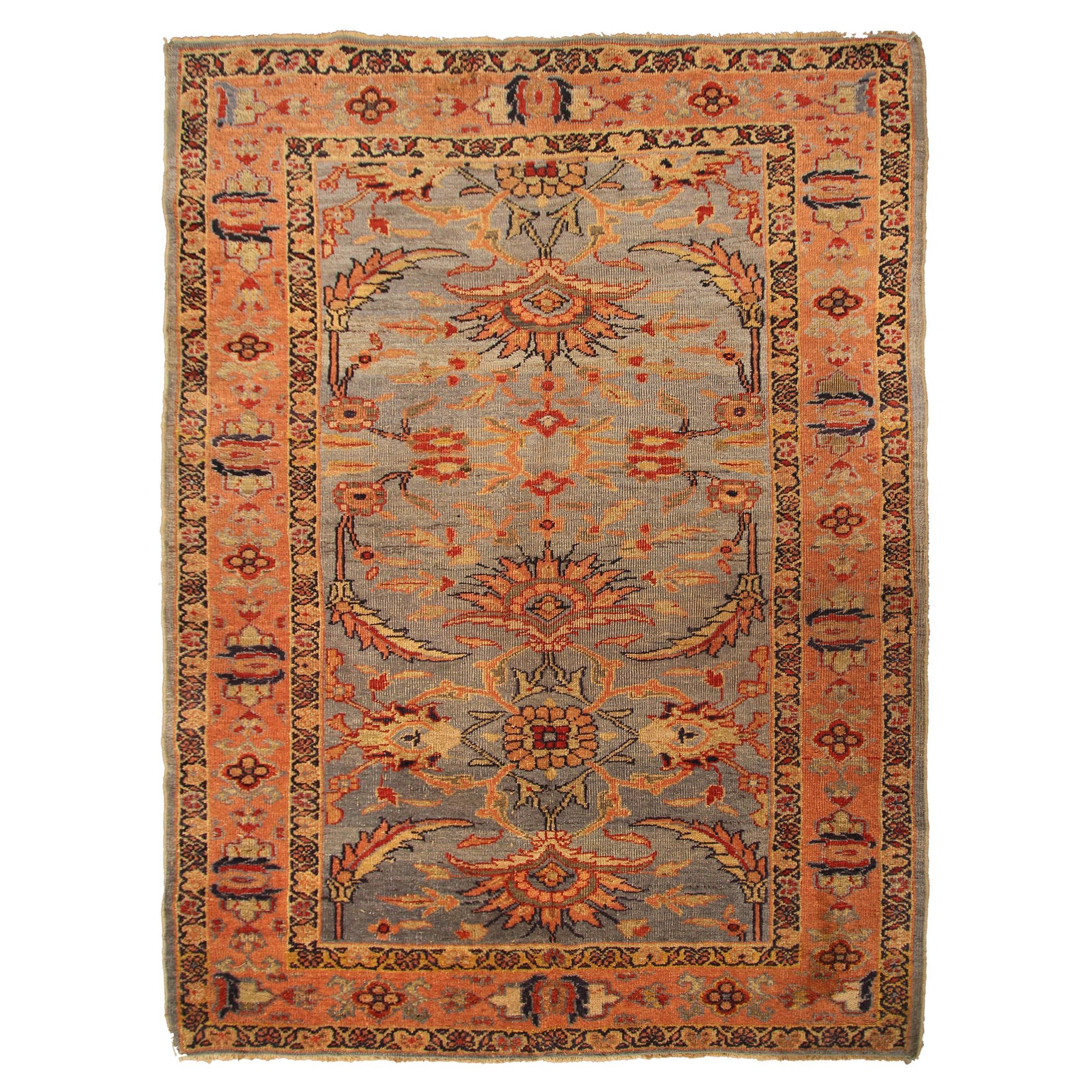 Antiker persischer Mahal-Teppich Ziegler Antik Sultanabad Blau Geometrisch, 1880 im Angebot