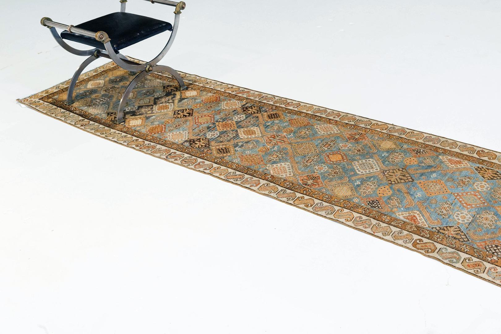 Antique Persian Mahal Runner In Good Condition For Sale In WEST HOLLYWOOD, CA