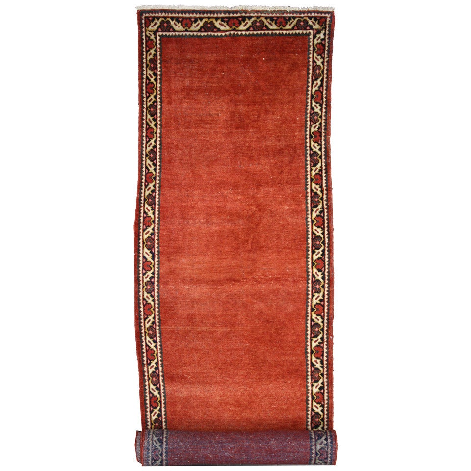 Wool Antique Persian Mahal Runner in Red with Manor House Tudor Style