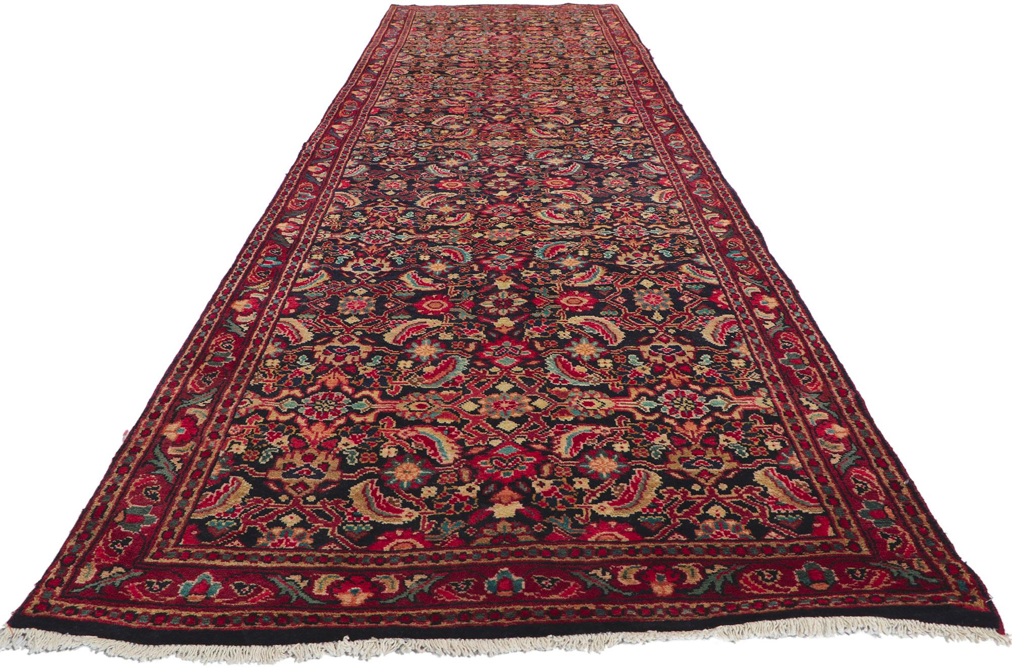Malayer Antique Persian Mahal Runner with Herati Pattern For Sale
