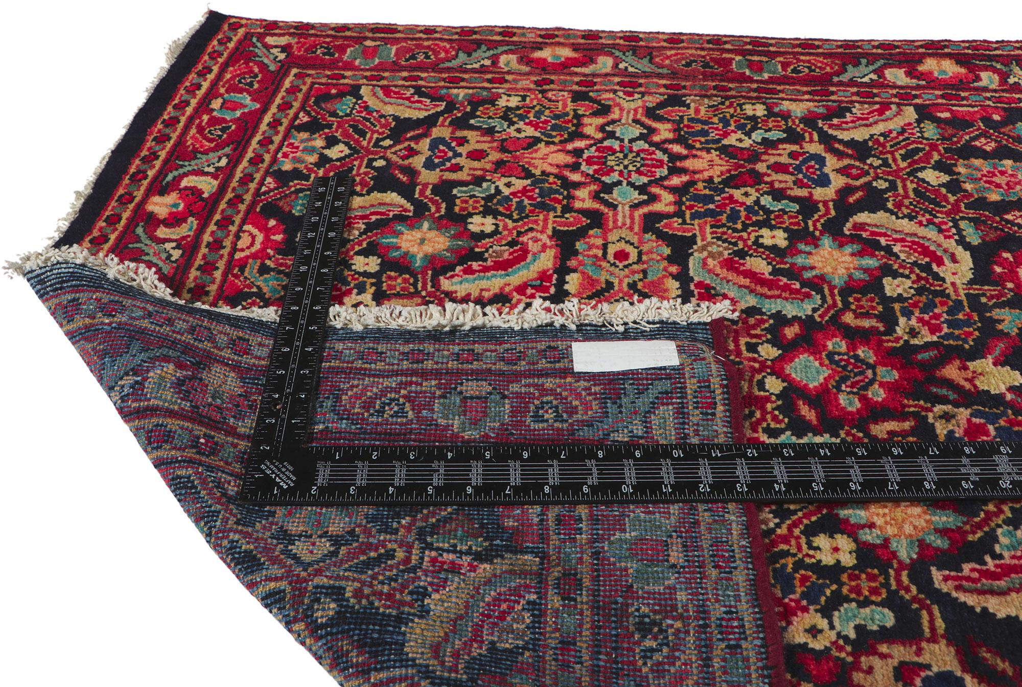 Perse Tapis de couloir persan ancien Mahal avec motif Herati en vente