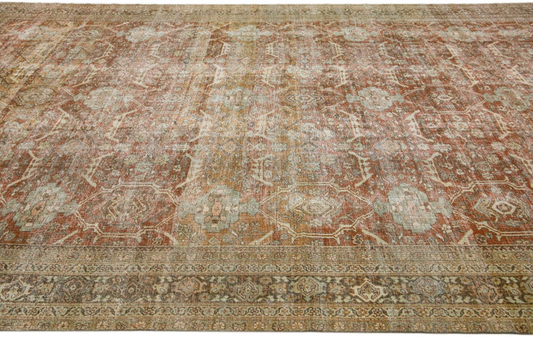 Antique Persian Mahal Rust Oversize Wool Rug with Allover Design For ...