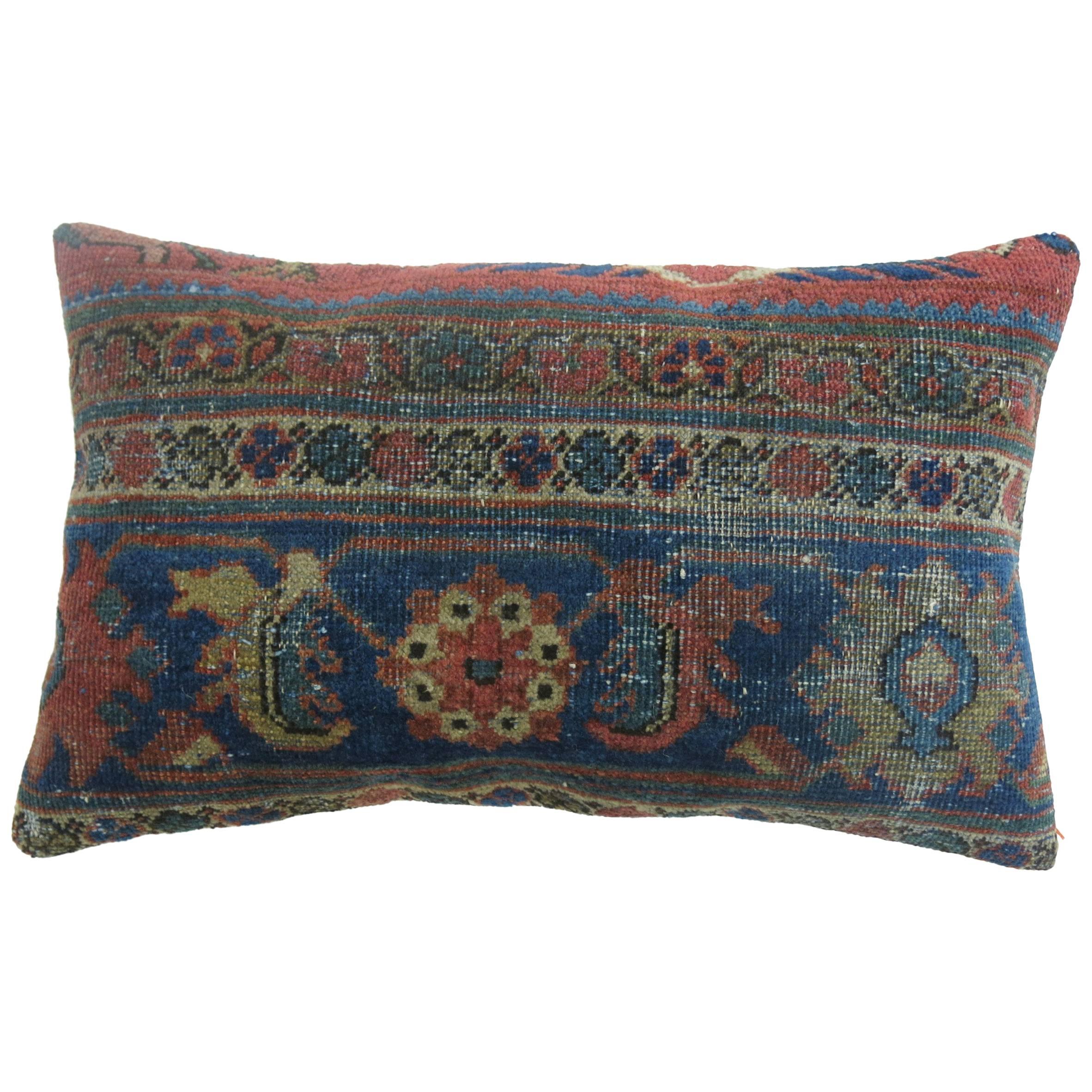 Antique Persian Mahal Shabby Chic Bolster Rug Pillow