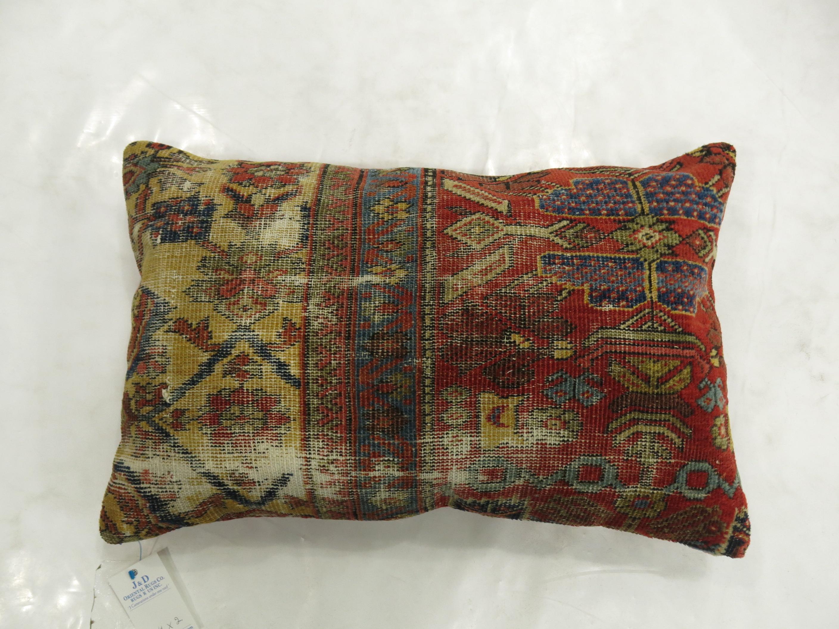 Sultanabad Antique Persian Mahal Shabby Chic Rug Pillow For Sale