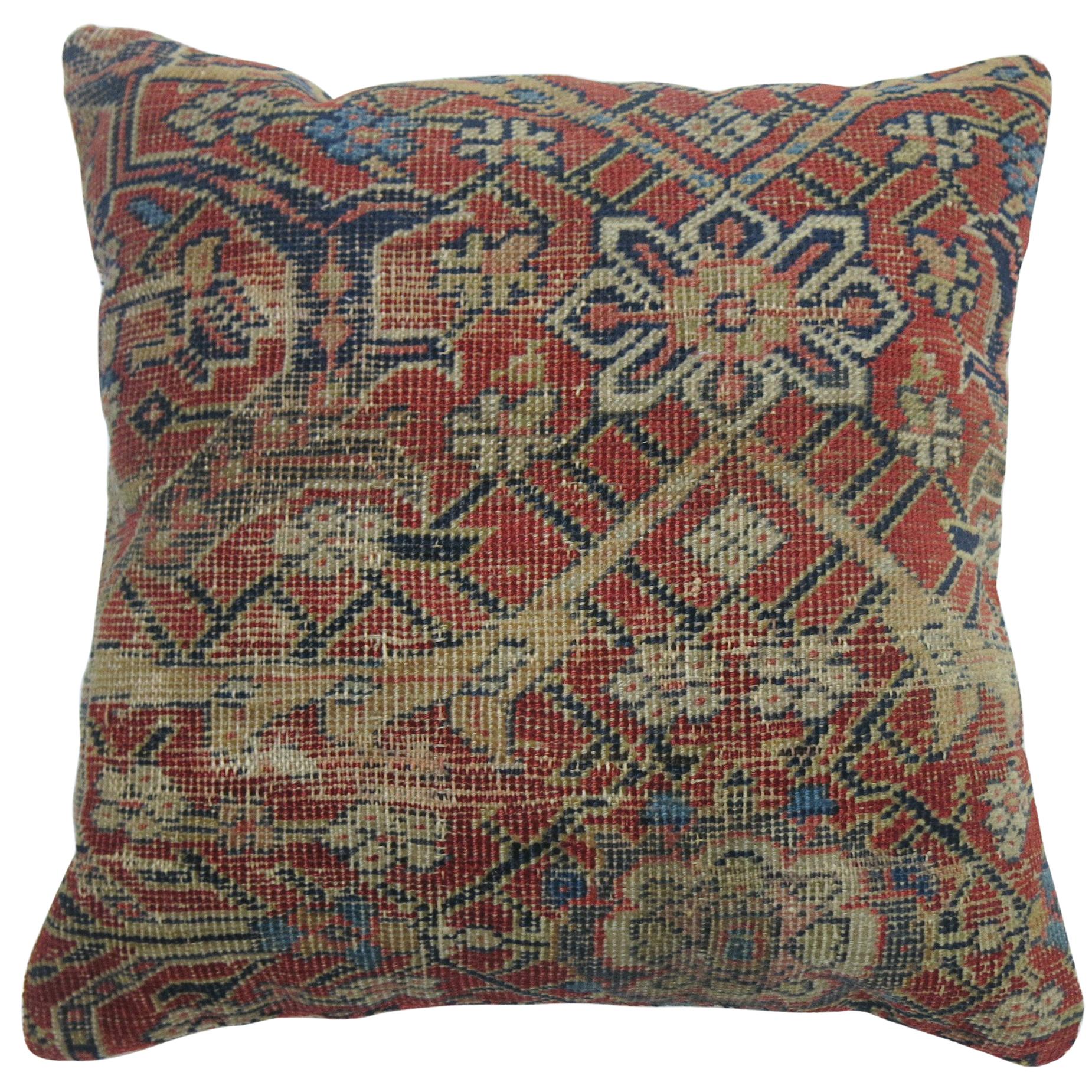 Traditional Shabby Chic Antique Persian Mahal Rug Pillow