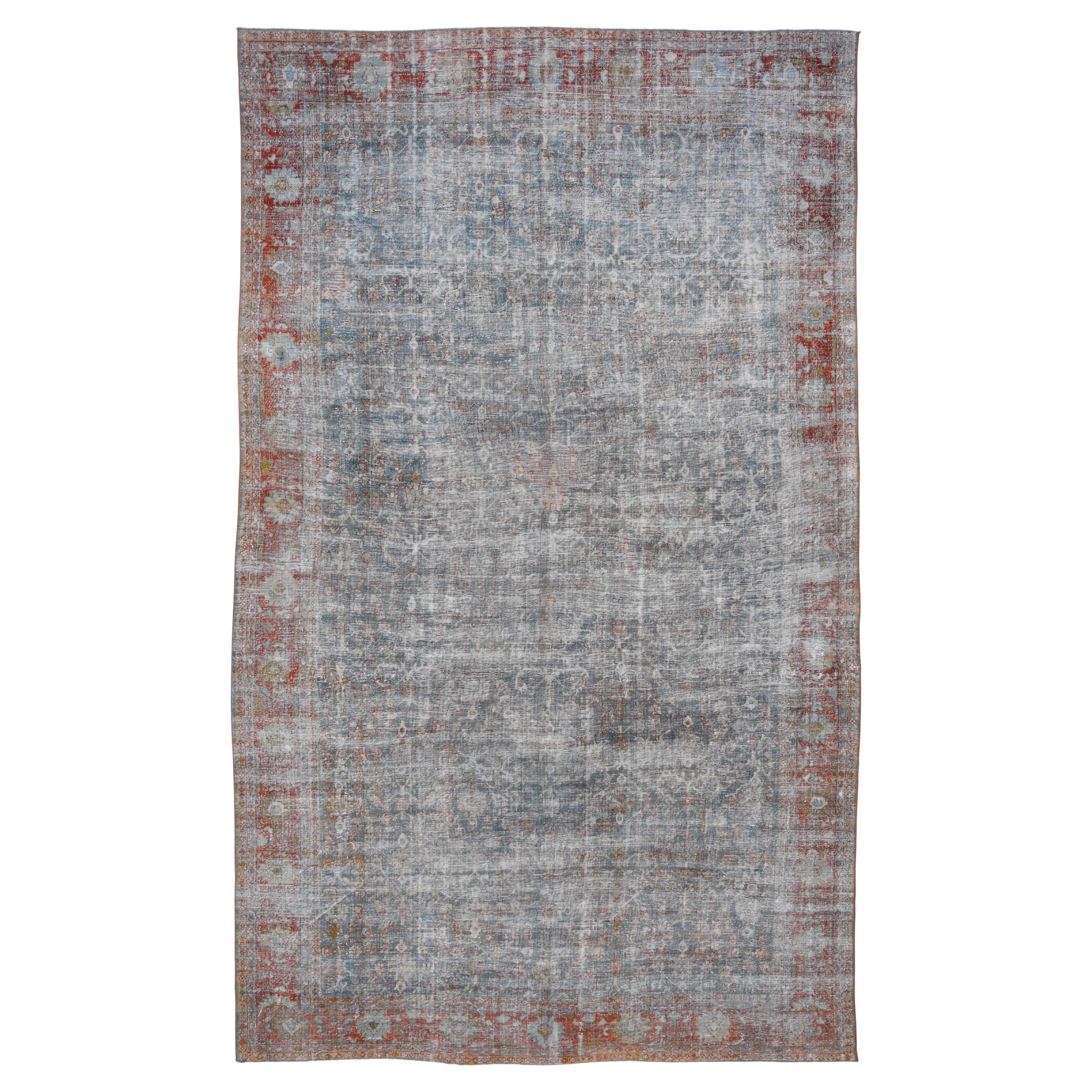 Antiker persischer Mahal-Teppich aus weicher blauer Wolle 10'x17'