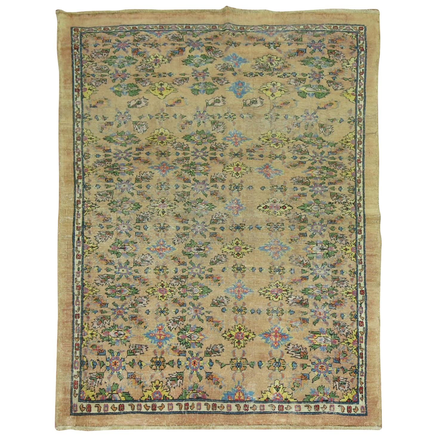 Antique Persian Mahal Square Wool Foyer Size Rug For Sale