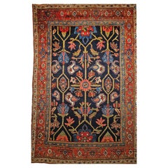 Alfombra Persa Vintage Mahal Sultanabad Rugs con diseño integral en azul marino, verde y rojo