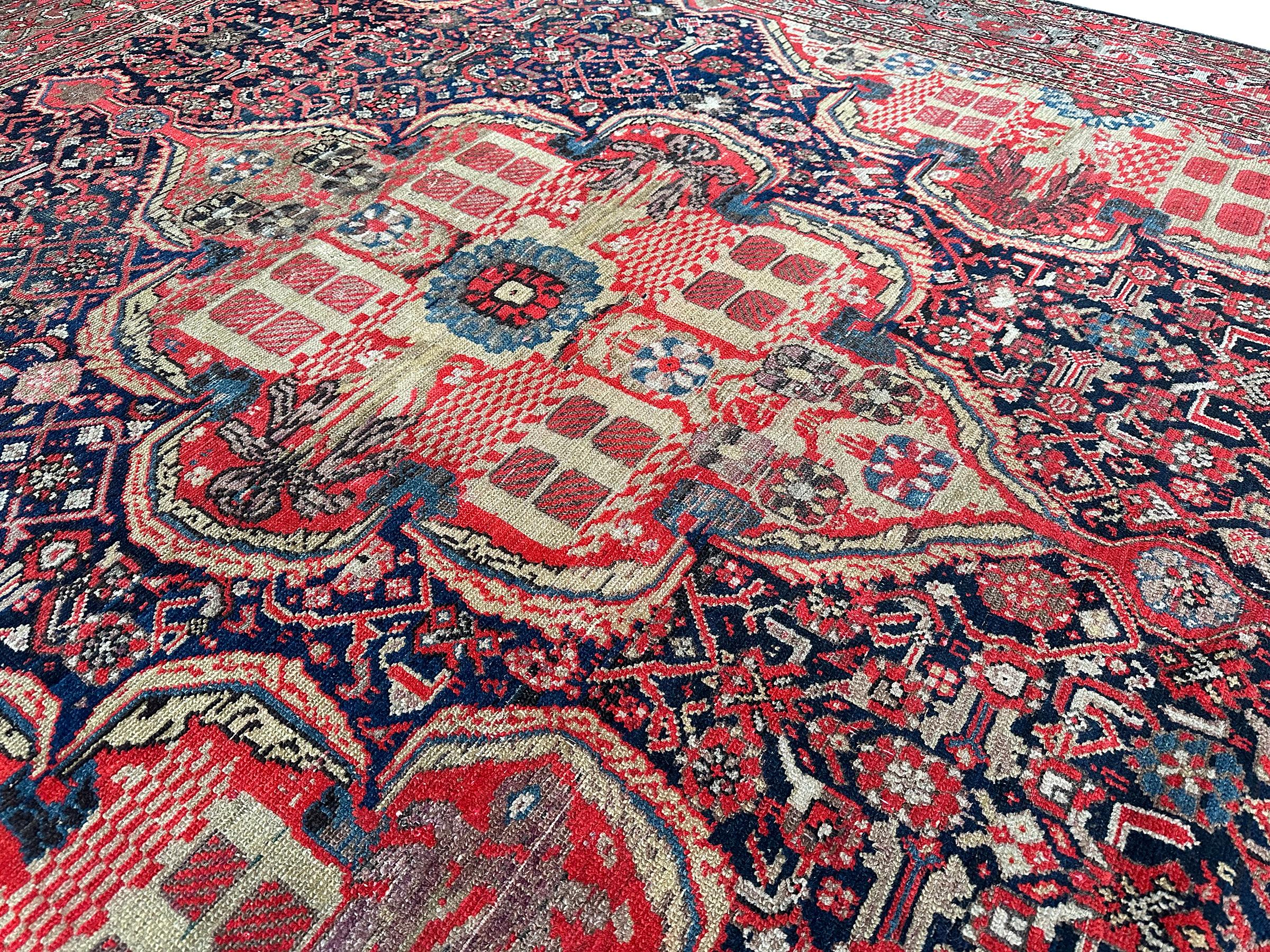 Antique Persian Mahal Sultanabad Rug 1880 Geometric 9x17 Handmade 257cm x 511cm For Sale 4