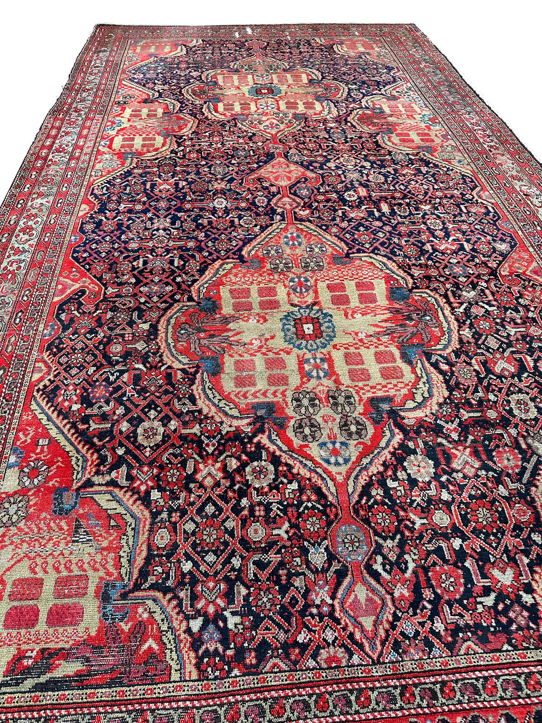 Antique Persian Mahal Sultanabad Rug 1880 Geometric 9x17 Handmade 257cm x 511cm For Sale 6