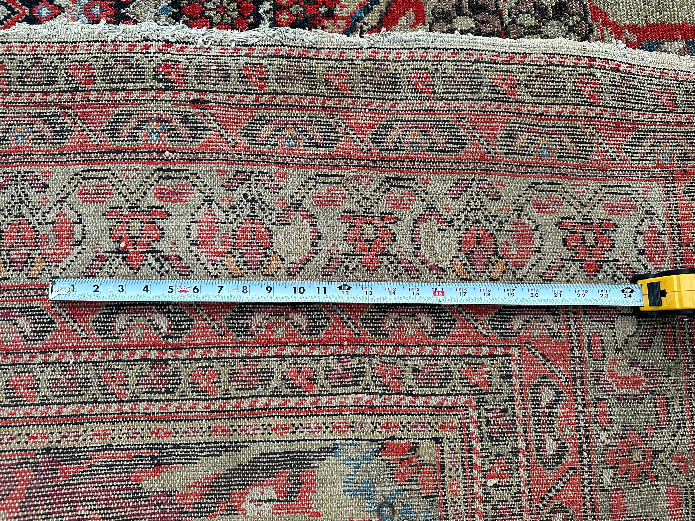 Antique Persian Mahal Sultanabad Rug 1880 Geometric 9x17 Handmade 257cm x 511cm For Sale 8