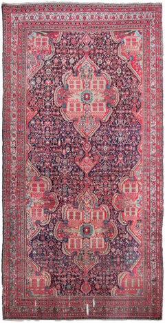 Antique Persian Mahal Sultanabad Rug 1880 Geometric 9x17 Handmade 257cm x 511cm