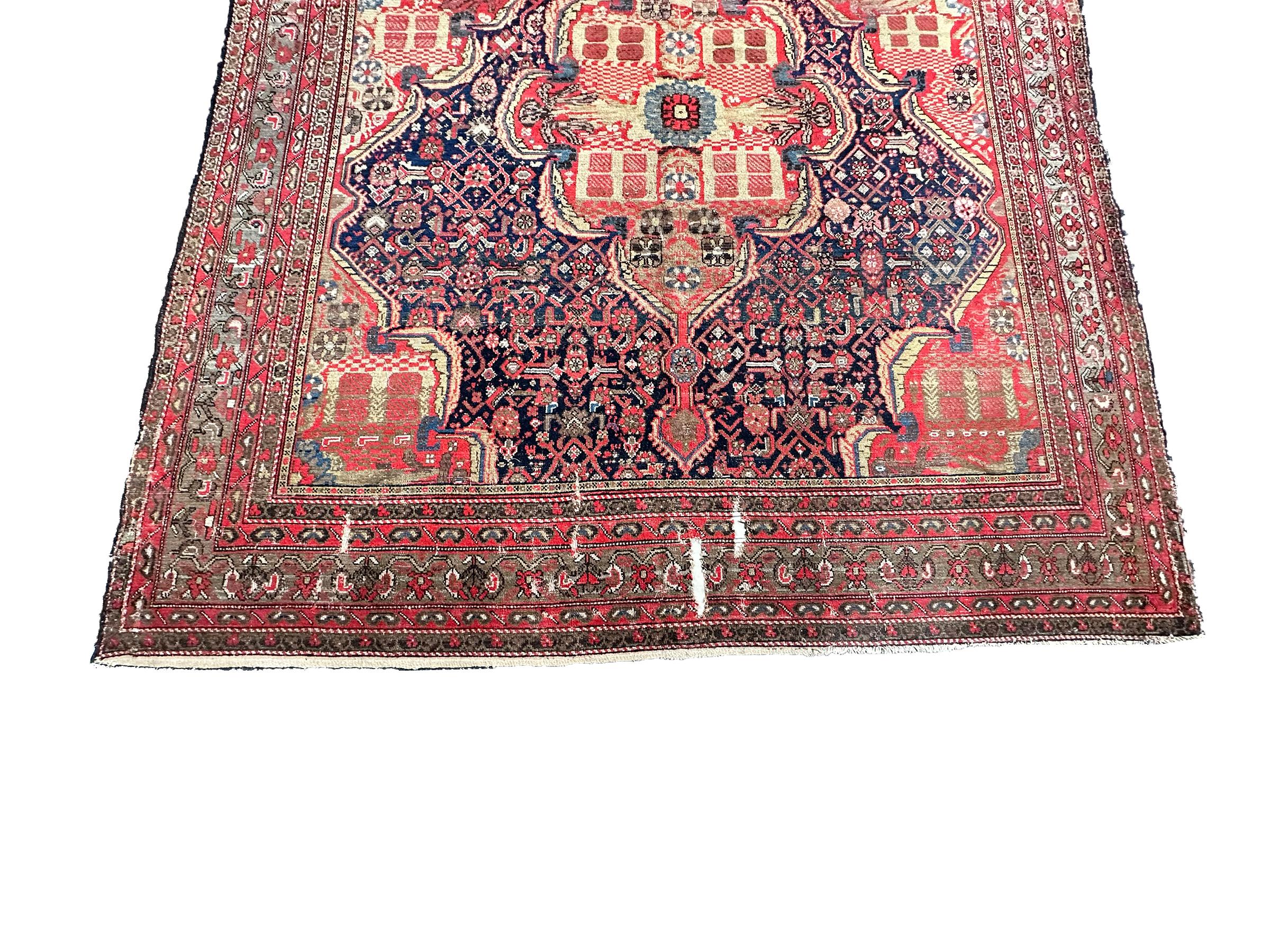 Hand-Knotted Antique Persian Mahal Sultanabad Rug 1880 Geometric 9x17 Handmade 257cm x 511cm For Sale