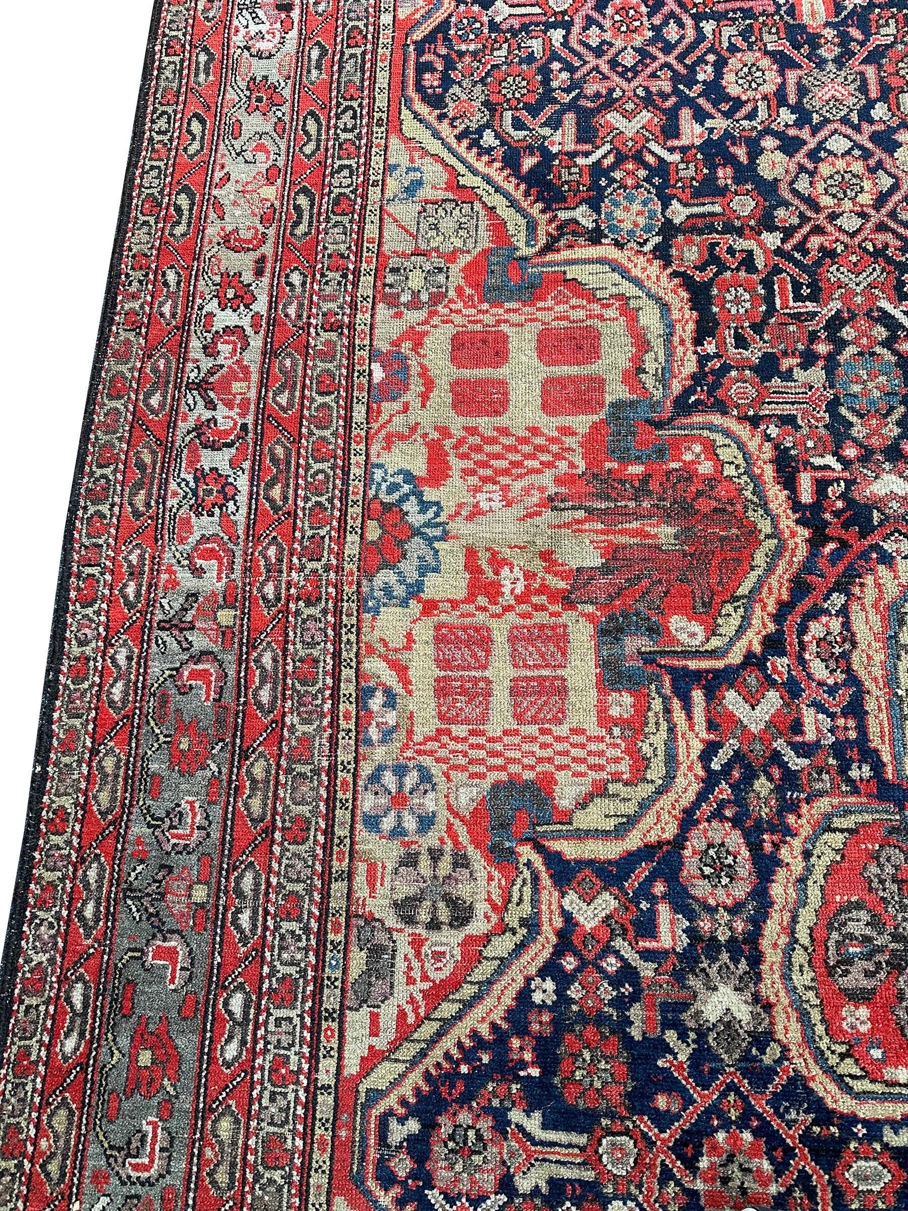 Late 19th Century Antique Persian Mahal Sultanabad Rug 1880 Geometric 9x17 Handmade 257cm x 511cm For Sale