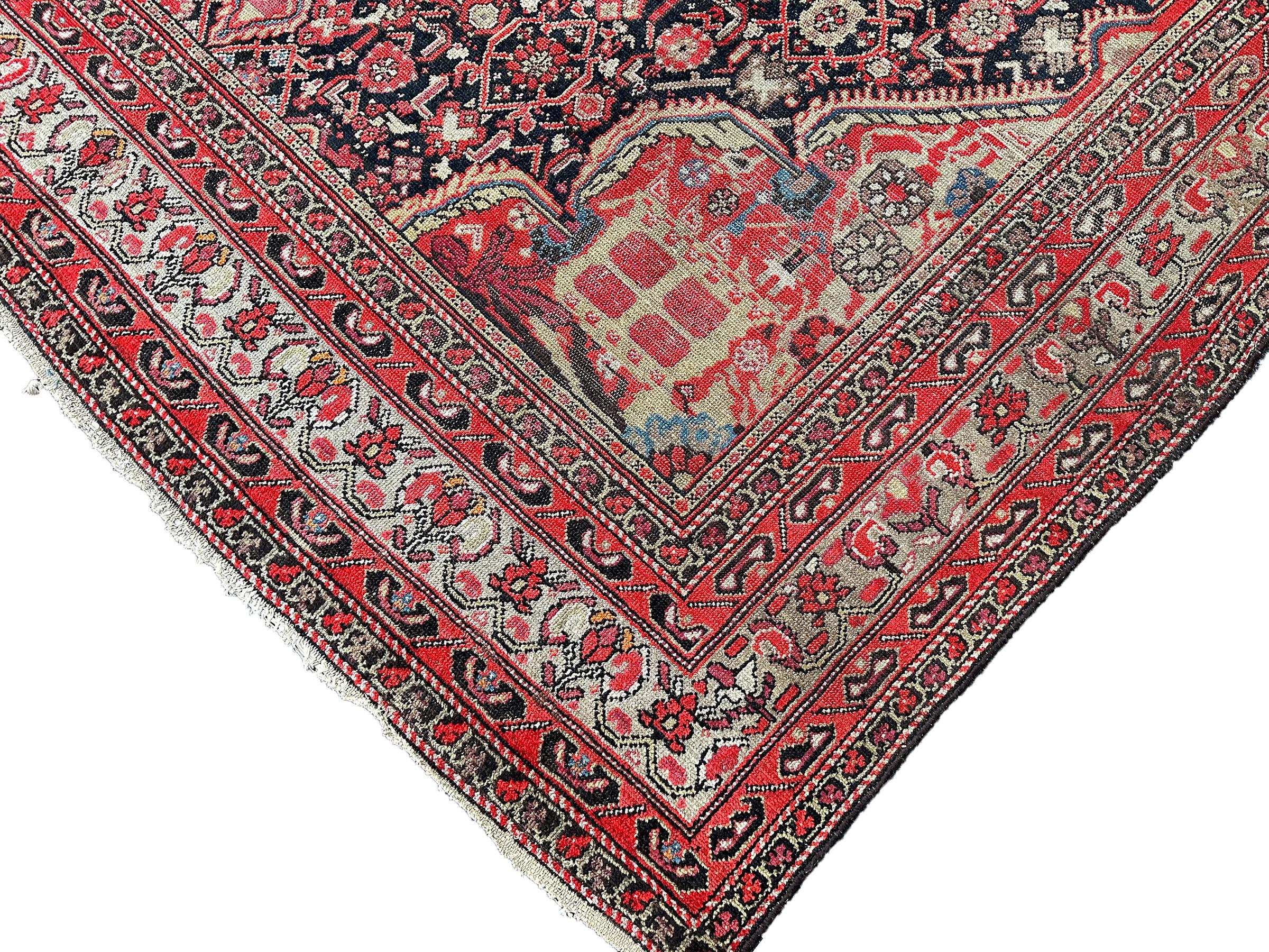 Wool Antique Persian Mahal Sultanabad Rug 1880 Geometric 9x17 Handmade 257cm x 511cm For Sale