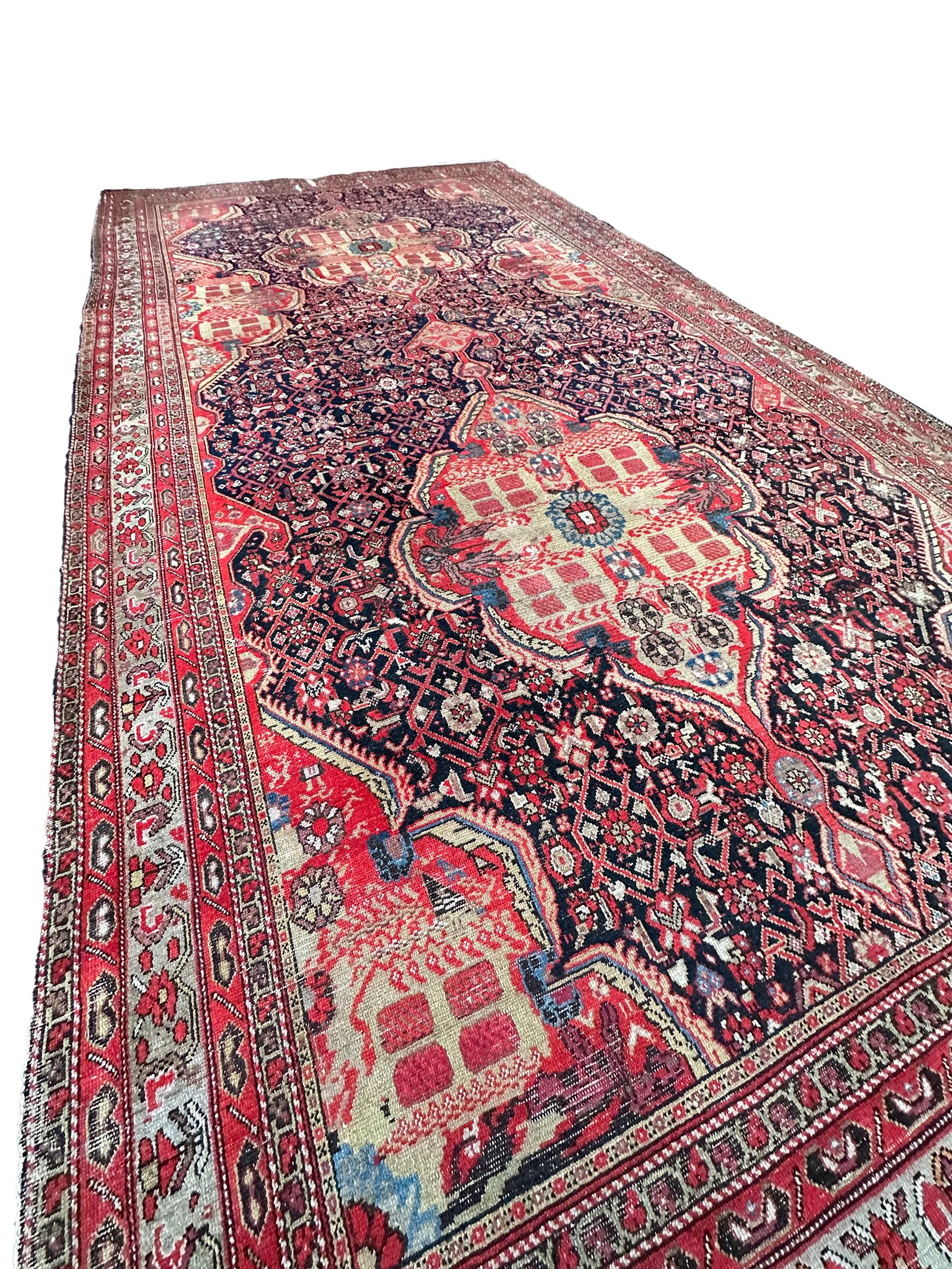 Antique Persian Mahal Sultanabad Rug 1880 Geometric 9x17 Handmade 257cm x 511cm For Sale 2