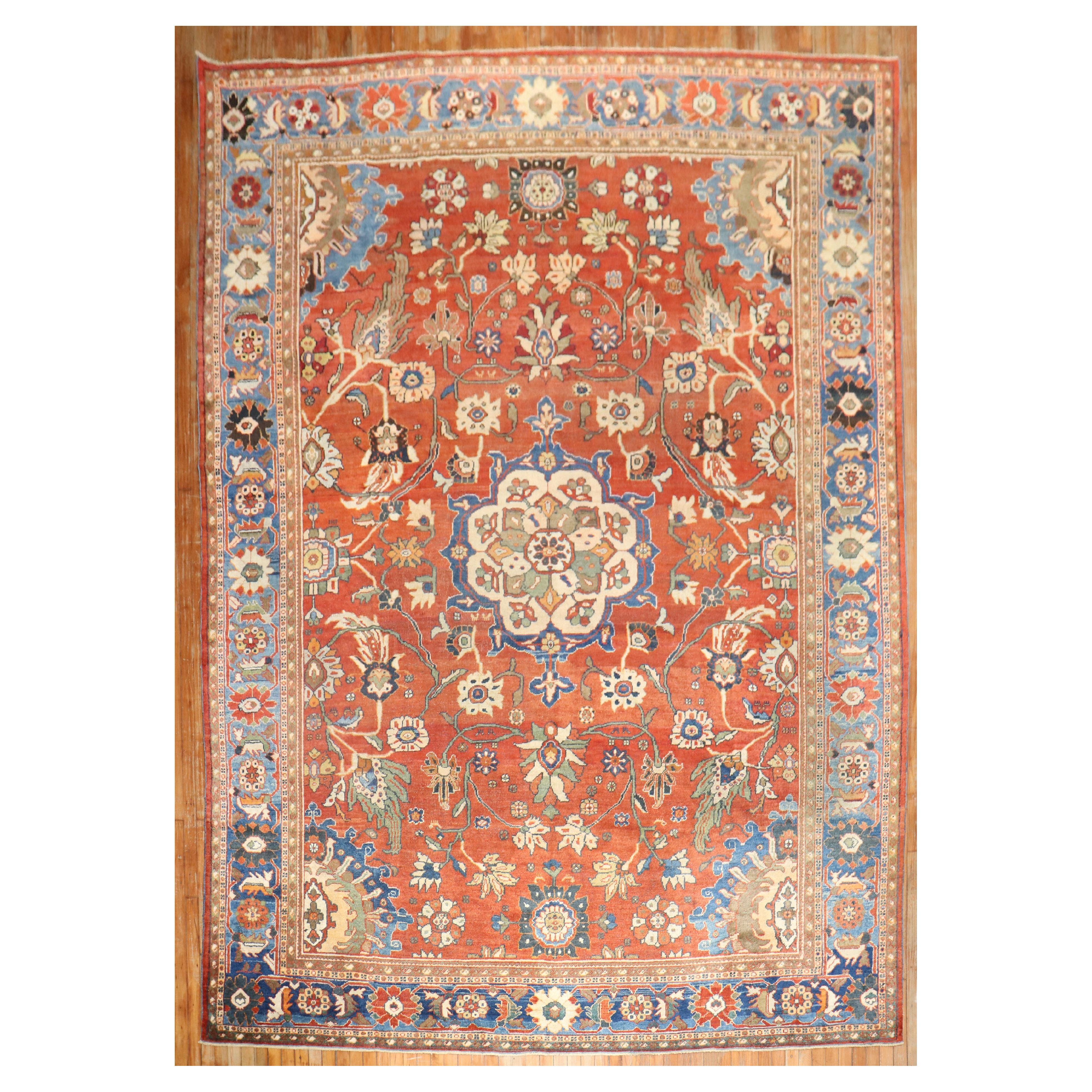 An antique Persian Mahal Sultanabad room-size square decorative rug from the 1st quarter of the 20th century

Measures: 9'9” x 13'.