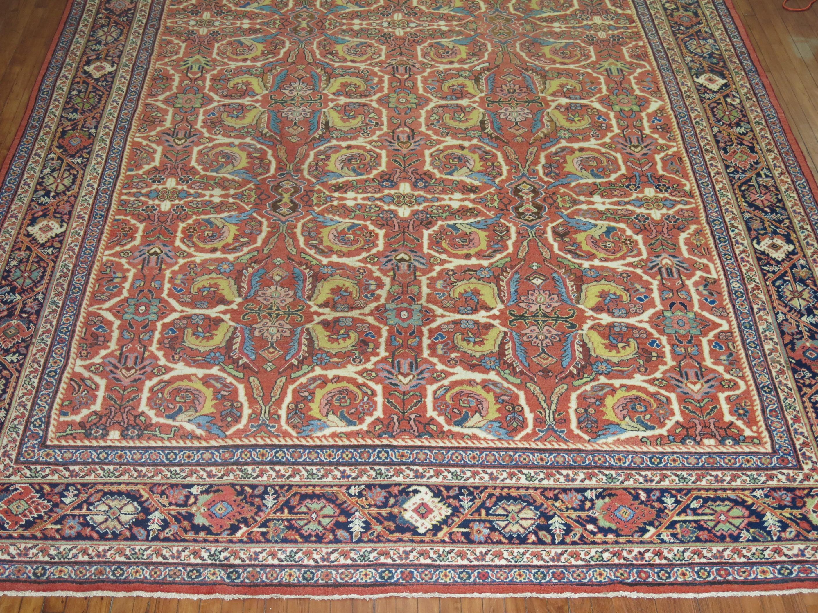 Country  Antique Persian Mahal Sultanabad Rug For Sale